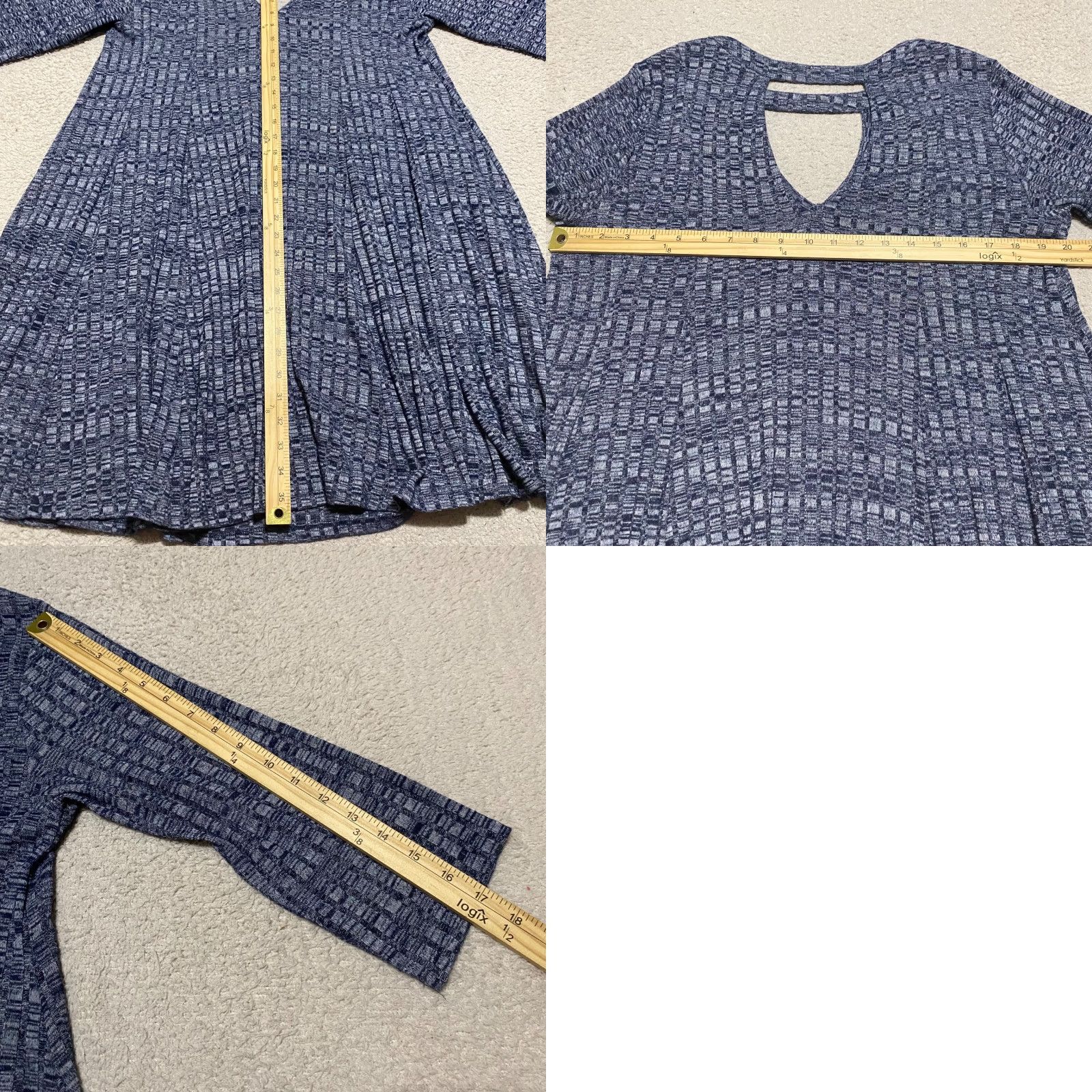 Torrid Torrid Dress Blue 1X 3/4 Sleeve Keyhole Neck A-Line Mini Knit Polyester Rayon Plus Womens Shirt? Size XL / US 12-14 / IT 48-50 - 8 Thumbnail