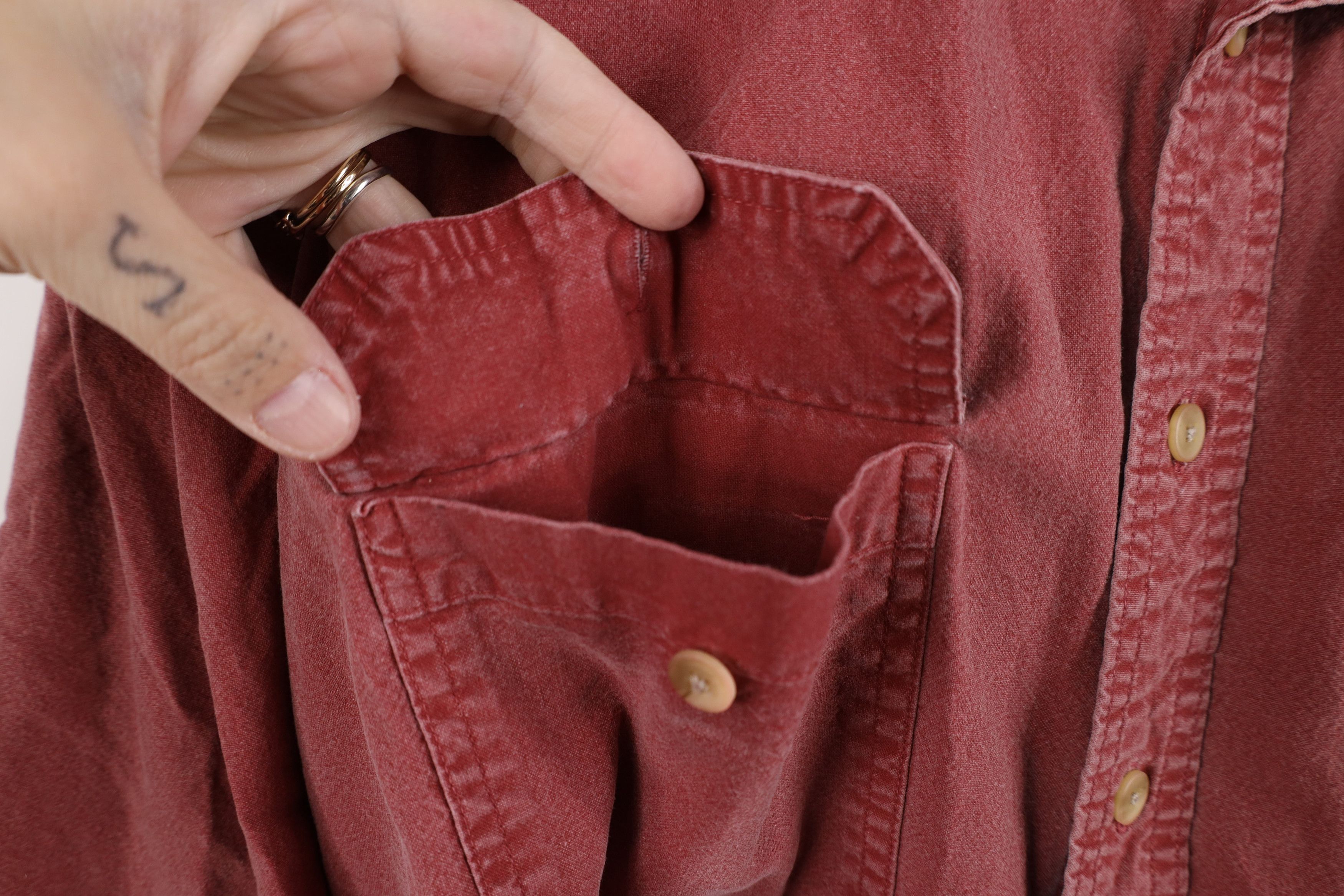 L.L. Bean Vintage 90s LL Bean Collared Button Shirt Red Cotton Size US XXL / EU 58 / 5 - 4 Thumbnail