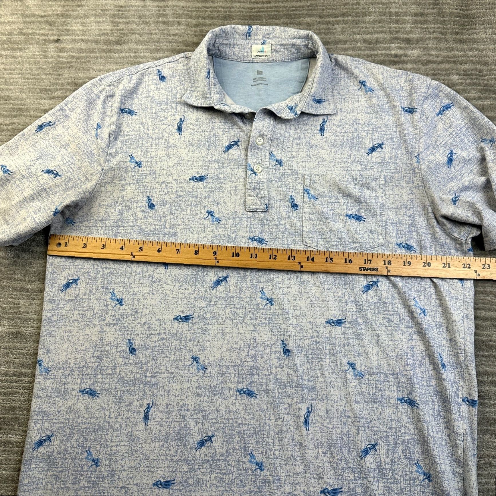 johnnie-O Johnnie O Polo Shirt Mens Large Blue Purple All Over Print Spotted Performance Size US L / EU 52-54 / 3 - 8 Thumbnail