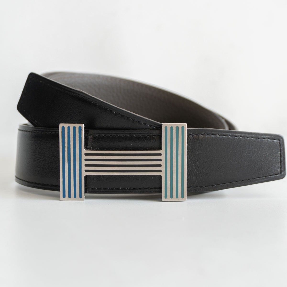 Hermes Hermes Reversible Leather Belt Black x Gray Size 100 Size ONE SIZE - 1 Thumbnail