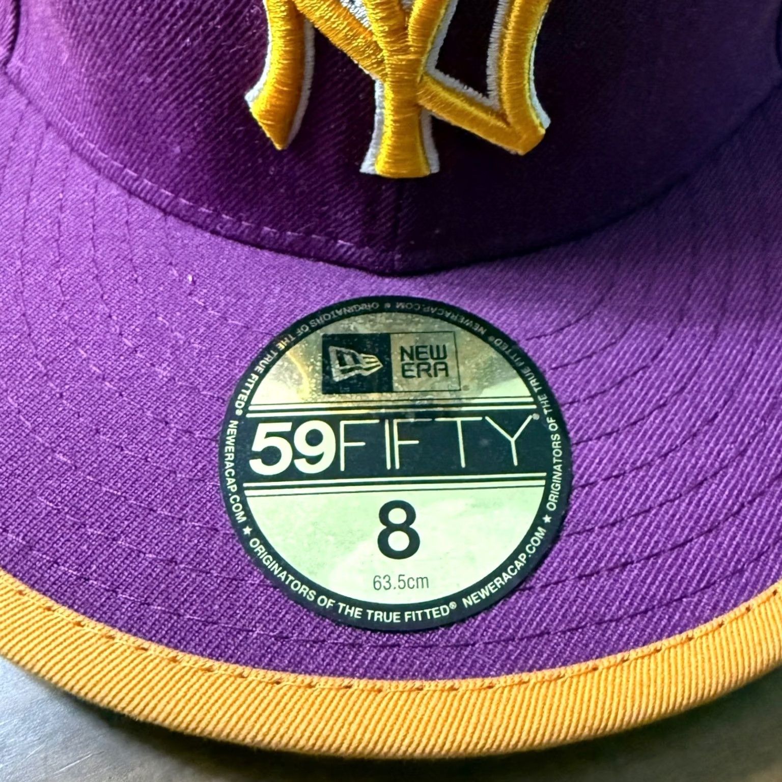 New Era VINTAGE New Era 59FIFTY New York Yankees Hat Mens Size 8 Purple Orange Fitted Cap MLB Size ONE SIZE - 2 Thumbnail