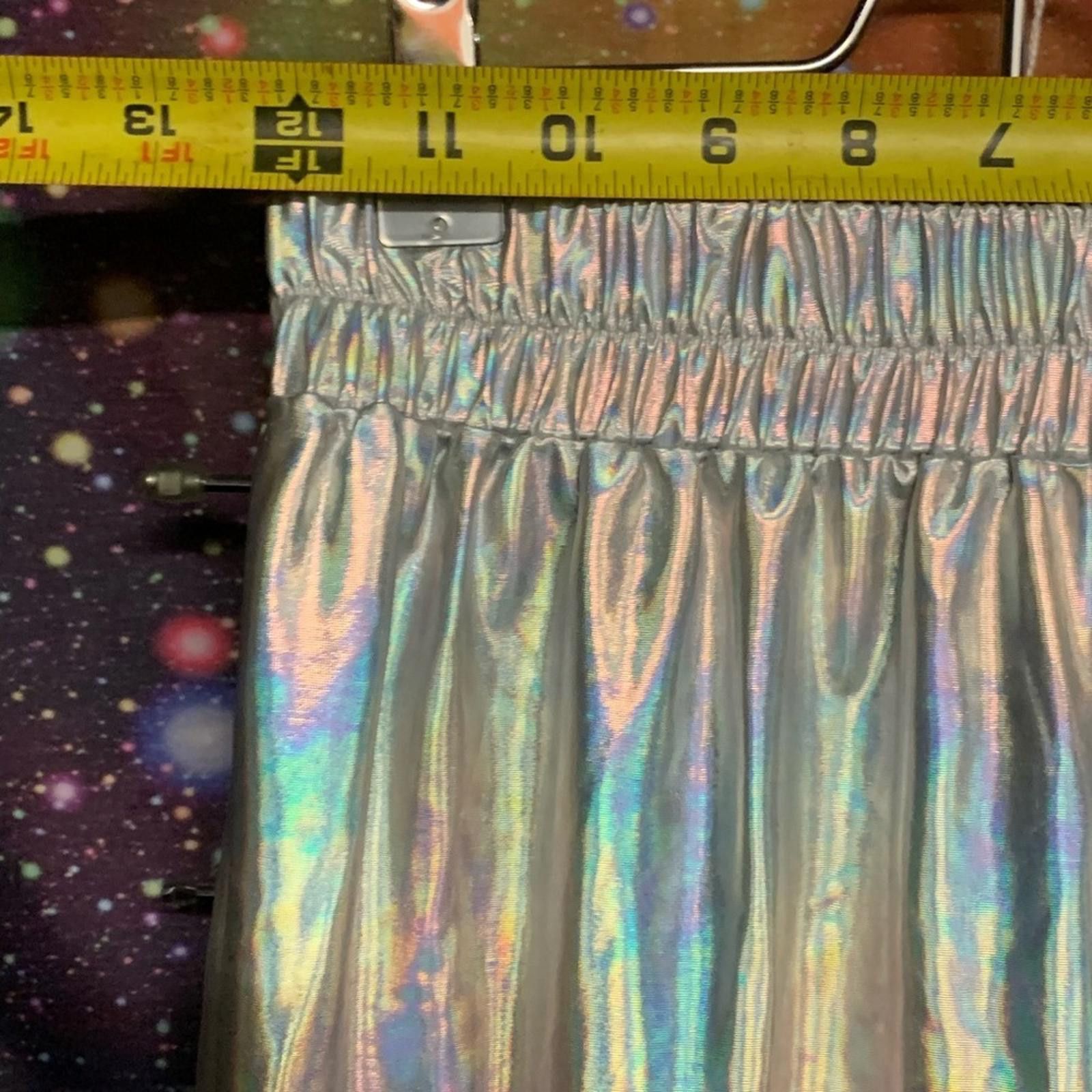 Designer Silver Pants with Shimmering Metallic Texture Loose Fit Size 26" / US 2 / IT 38 - 3 Thumbnail