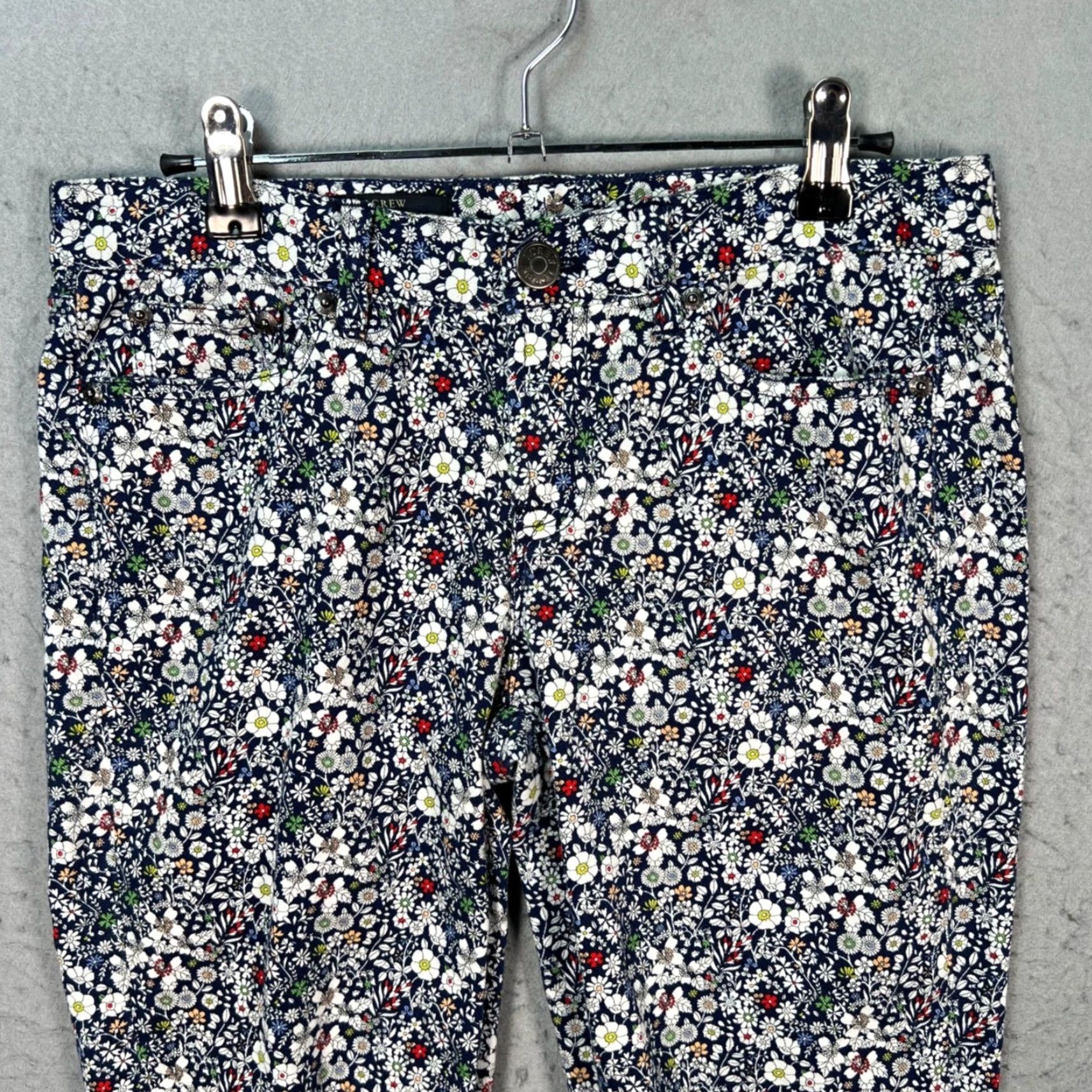 J.Crew J.CREW Toothpick Ankle Pants Floral Print Cotton Blend Skinny 28 Blue Womens Jeans Pants Size 28 Inseam 27""" Size 28" / US 6 / IT 42 - 7 Thumbnail
