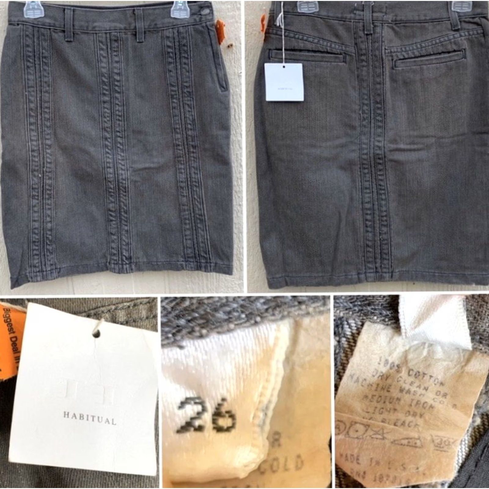 Vintage VINTAGE Habitual Thick Panel Skirt Cement Gray Denim 26 Women Adult Regular Cotton 100% USA Cement Size 26" / US 2 / IT 38 - 3 Thumbnail