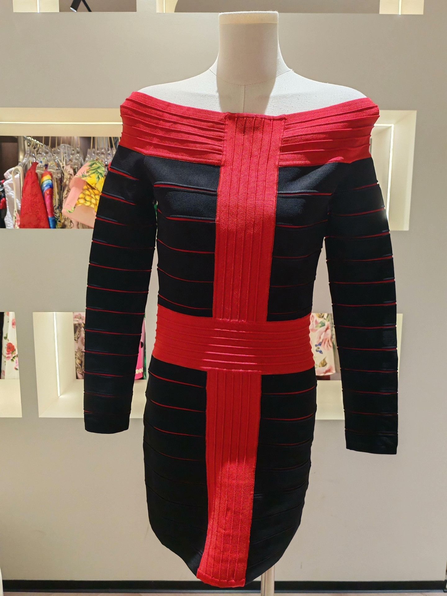 black and red party dress Vintage Short Black and Red Mesh Party Dress