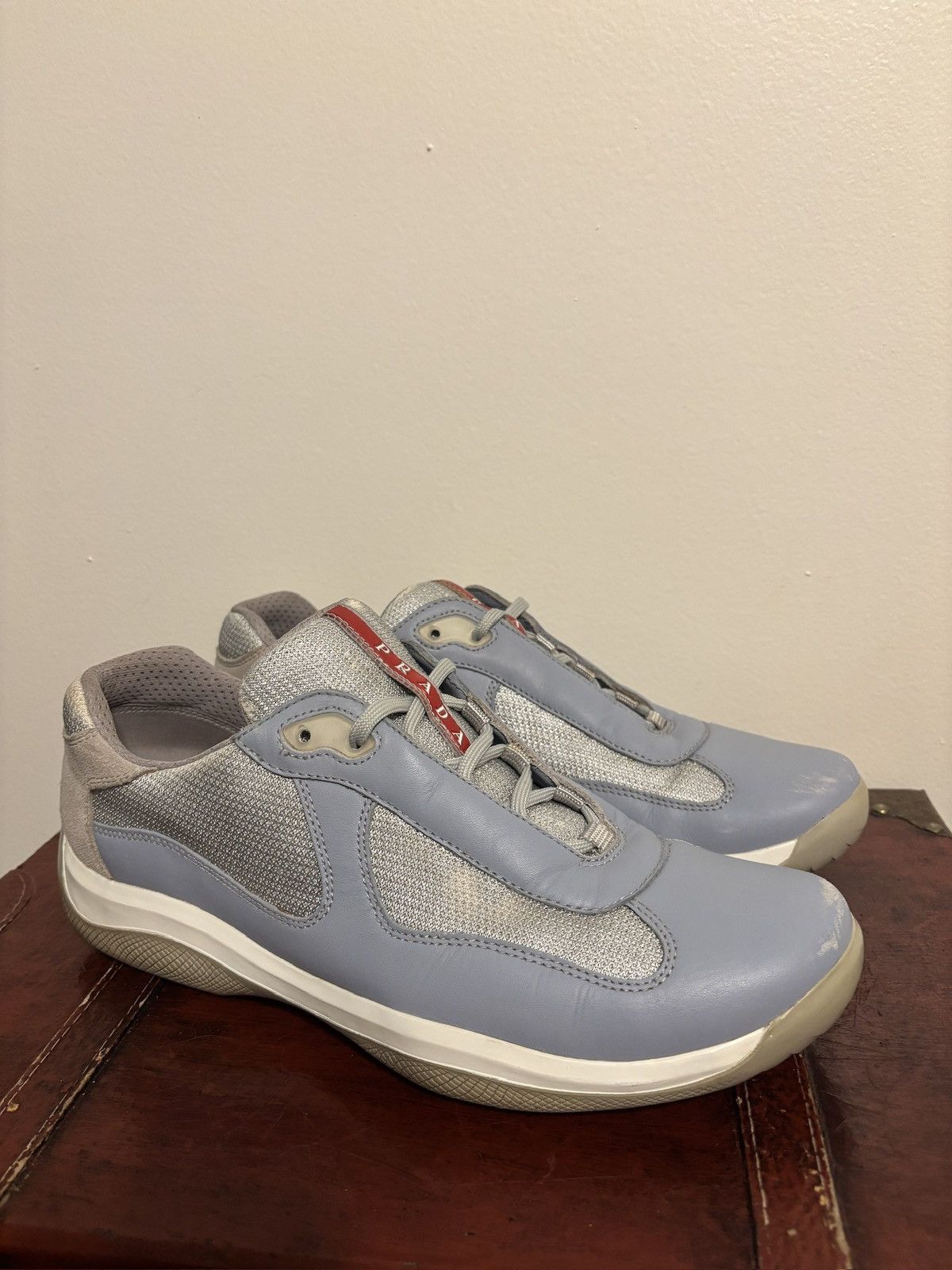 Prada Americas Cup Sky Blue Leather Shoes, Men's (Size 10.5)