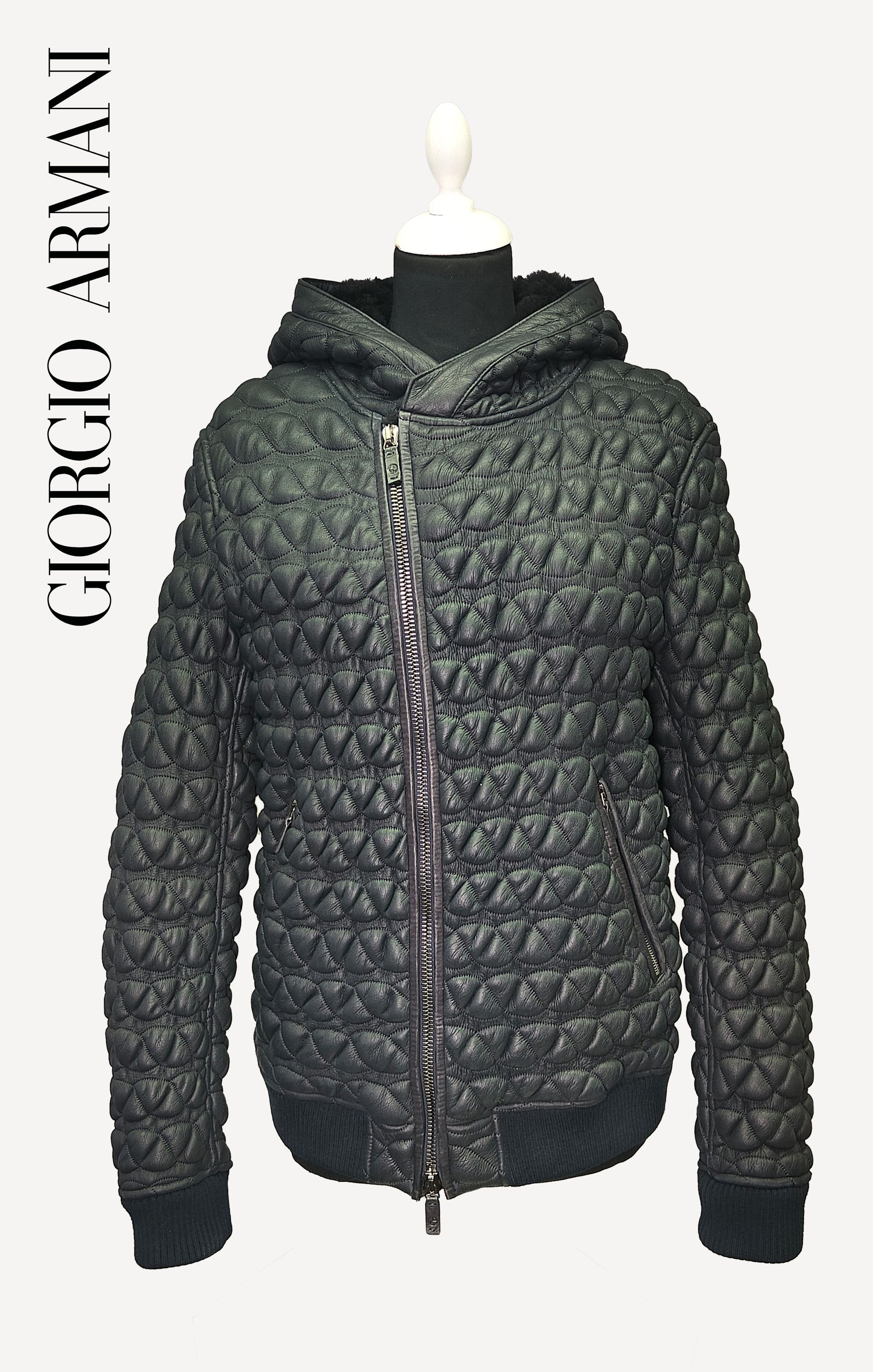 Giorgio Armani GIORGIO ARMANI _ QUILTED _ SHEARLING _ HOODED LEATHER Size US M / EU 48-50 / 2 - 1 Thumbnail