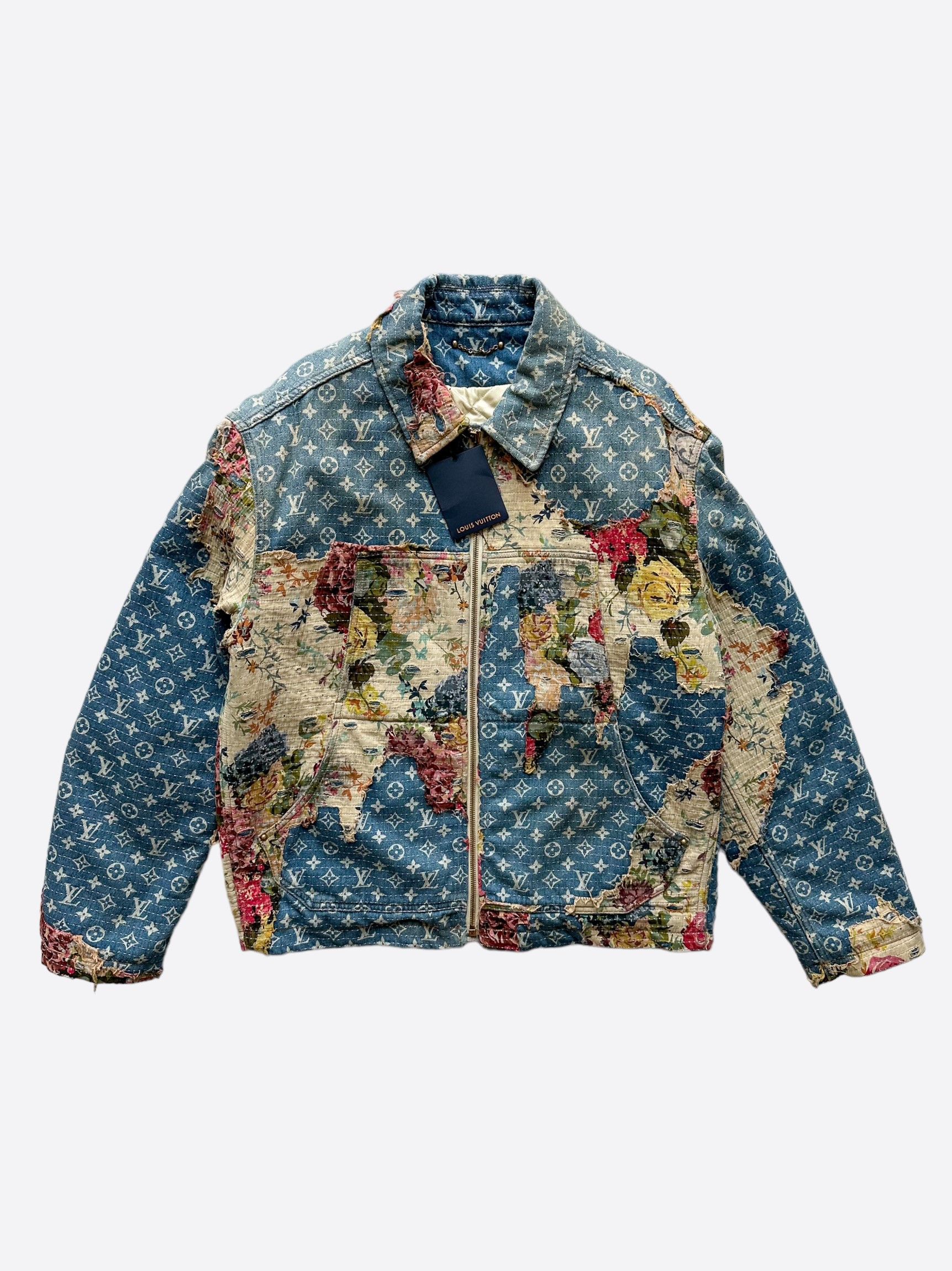 Louis Vuitton Louis Vuitton Blue Monogram Distressed Floral Jacket Size US XL / EU 56 / 4 - 1 Thumbnail