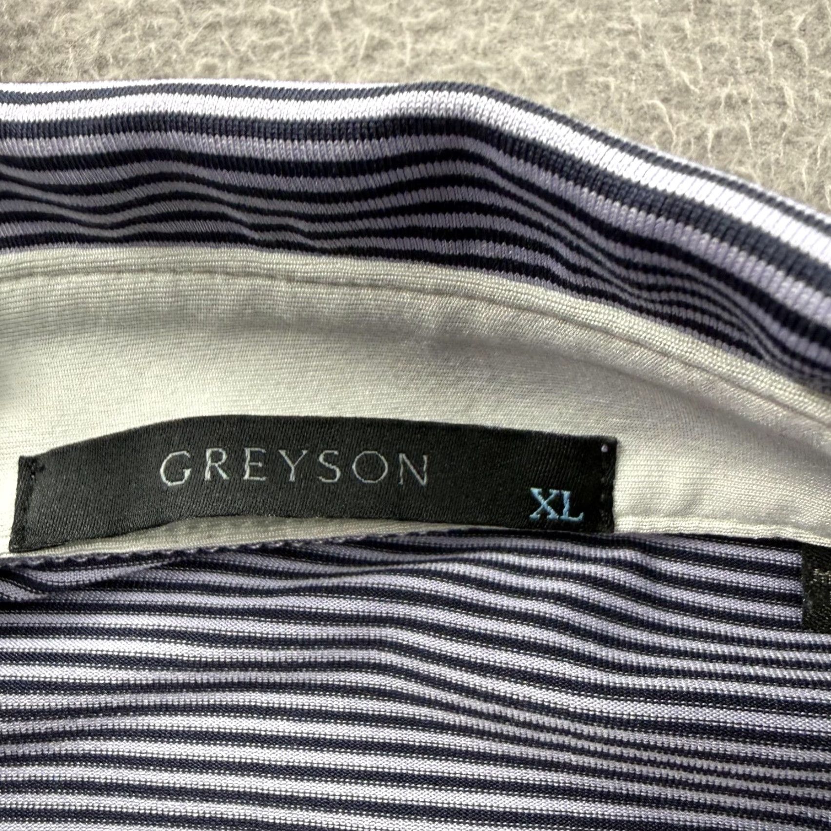 Vintage Greyson Polo Shirt Mens XL Blue Striped SR Logo Golf Performance Stretch Shirt Mens XL Blue Striped Polo Golf Short Sleeve Casual Size US XL / EU 56 / 4 - 3 Thumbnail