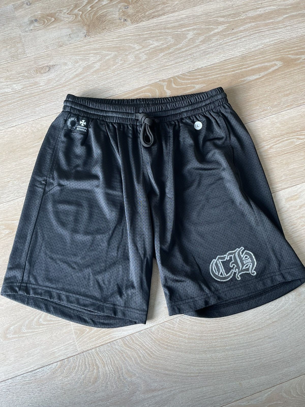 image of Chrome Hearts Black Jersey Mesh Shorts, Men's (Size 34)