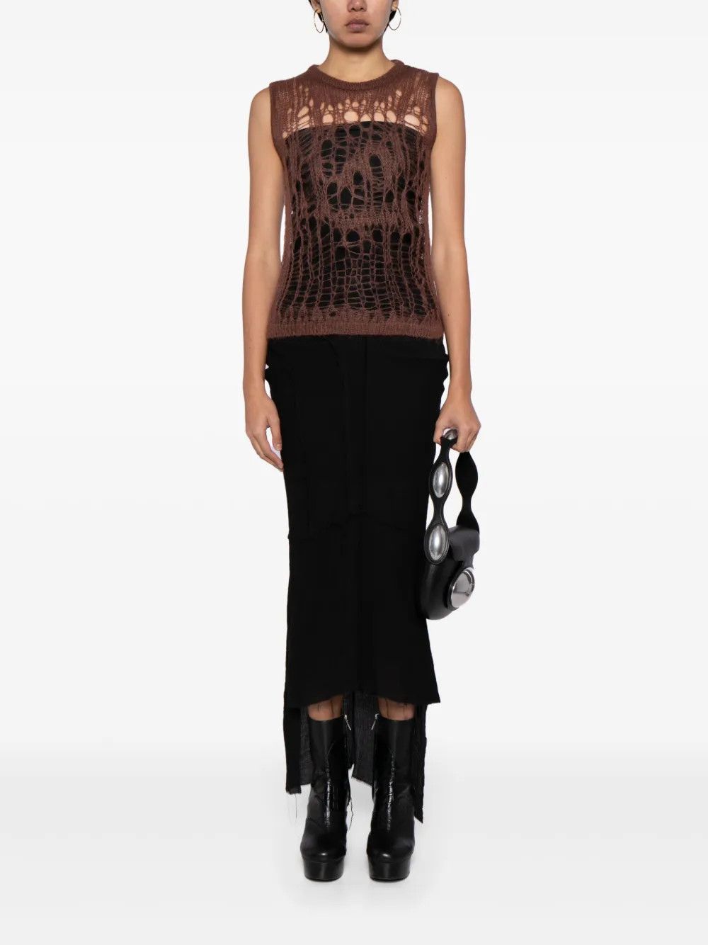 Rick Owens o1y0126 Sleeveless Sweater in Brown Size S / US 4 / IT 40 - 5 Thumbnail