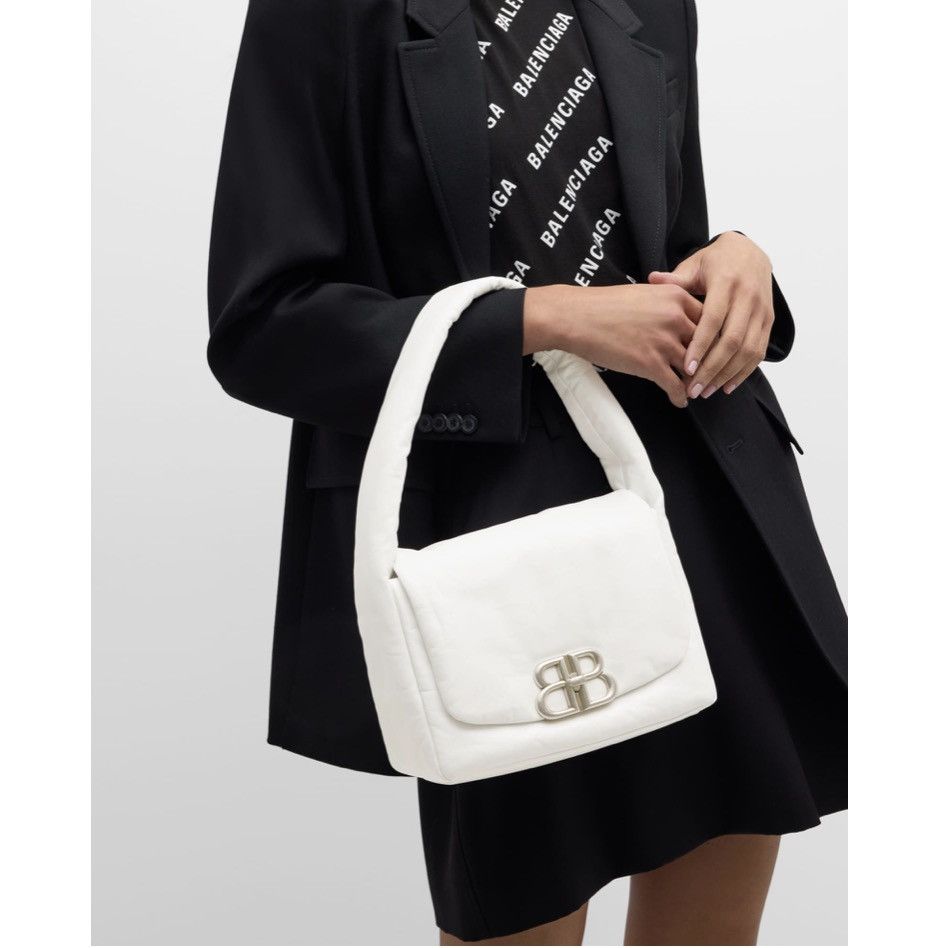 Balenciaga Balenciaga Small Monaco Leather Shoulder Bag Optic White NEW Size ONE SIZE - 2 Thumbnail