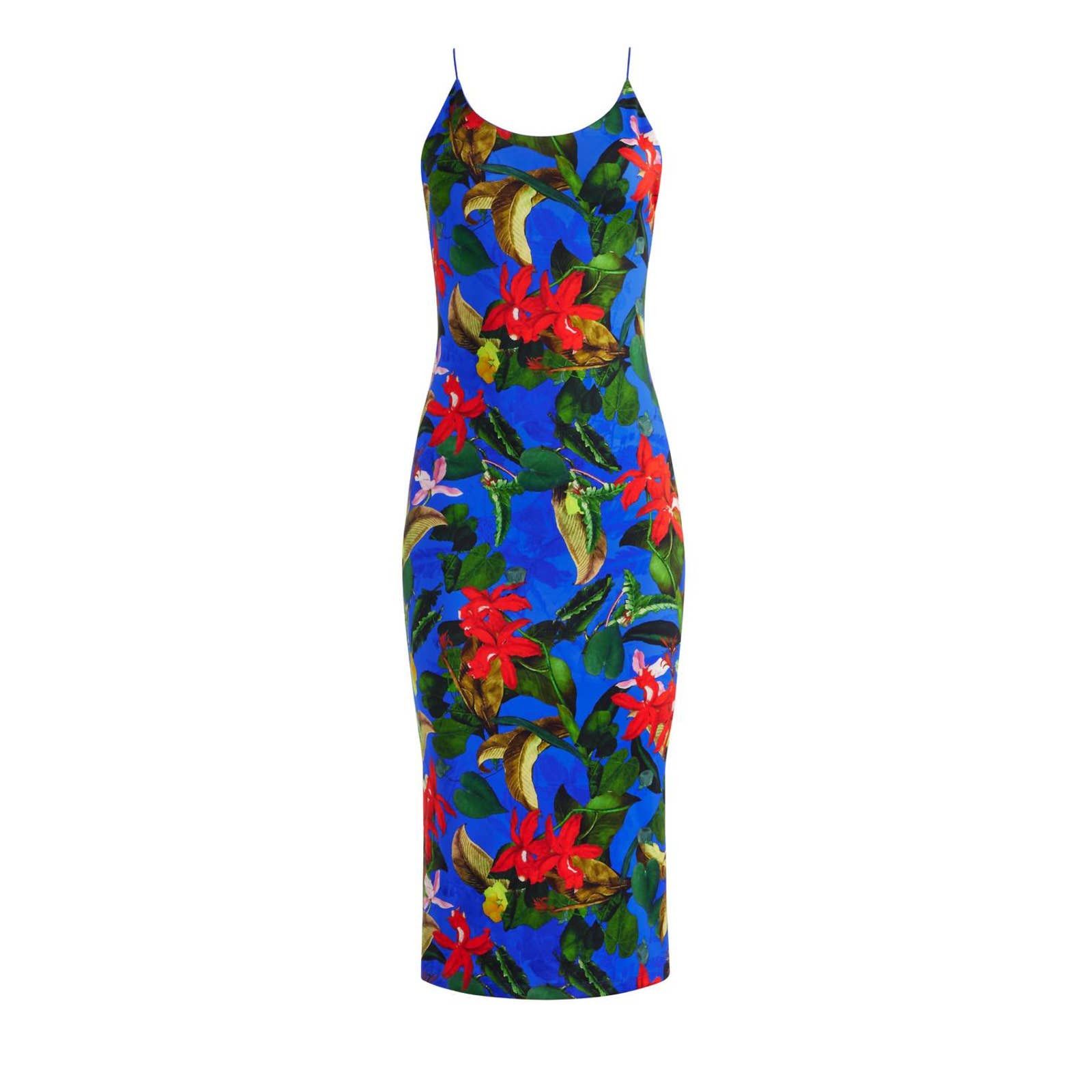 Alice + Olivia ALICE + OLIVIA Delora Spaghetti Strap Fitted Midi Dress