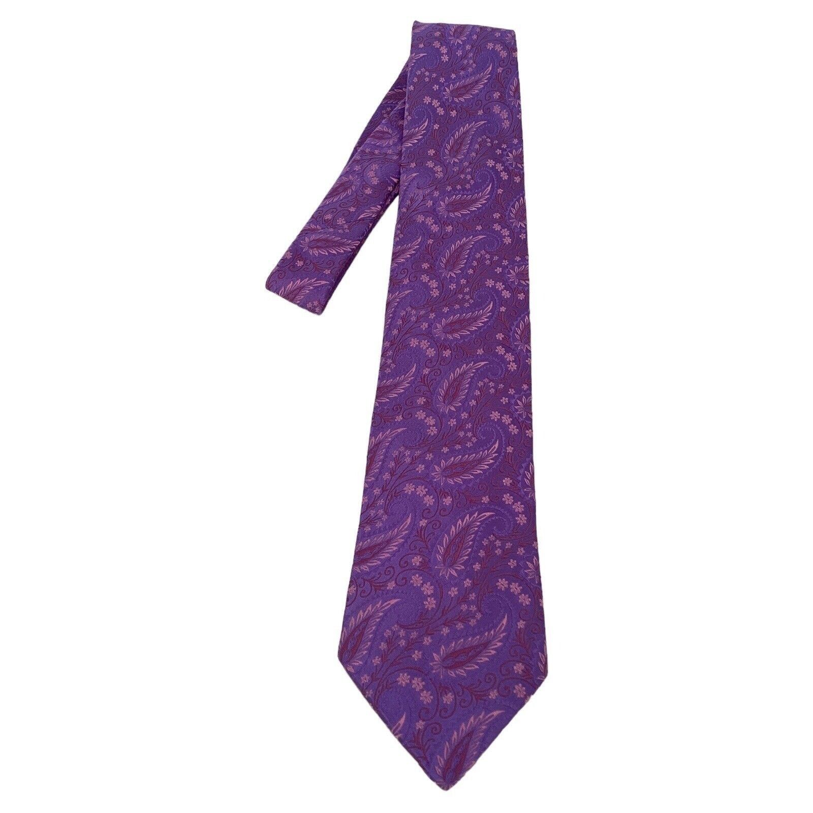 Ted Baker TED BAKER Purple Paisley Luxury Silk Tie Hand Tailored In US Size ONE SIZE - 5 Thumbnail
