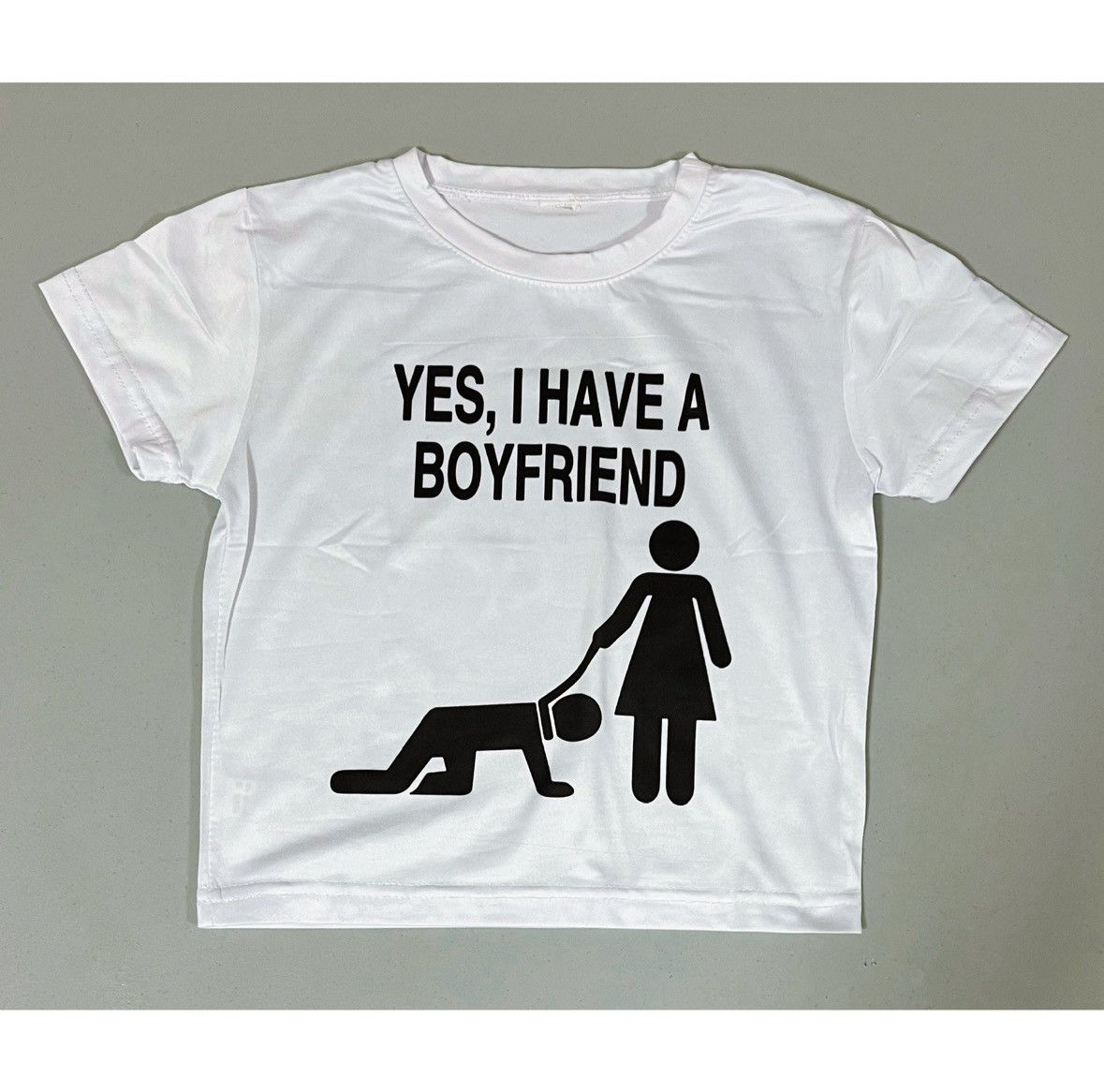 Vintage White Black ‘Yes, I Have A Boyfriend’ Tee Top Shirt Size S 🦴 Size S / US 4 / IT 40 - 2 Thumbnail