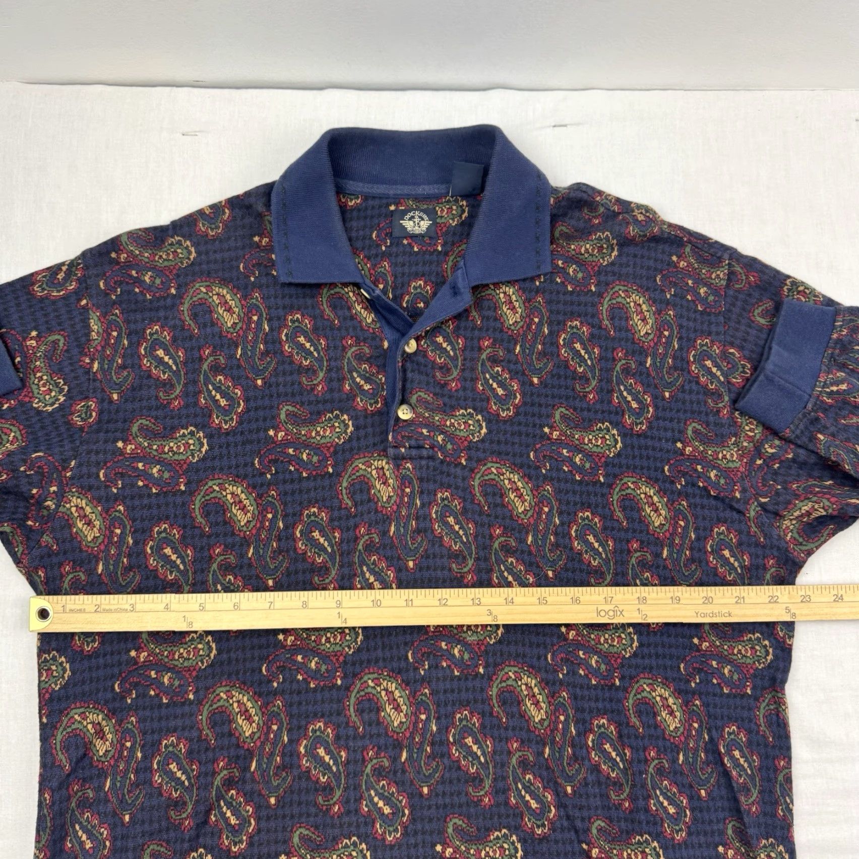Dockers VINTAGE Dockers Long Sleeve Polo Men M Paisley Blue 90s Classic"} Size US M / EU 48-50 / 2 - 5 Thumbnail