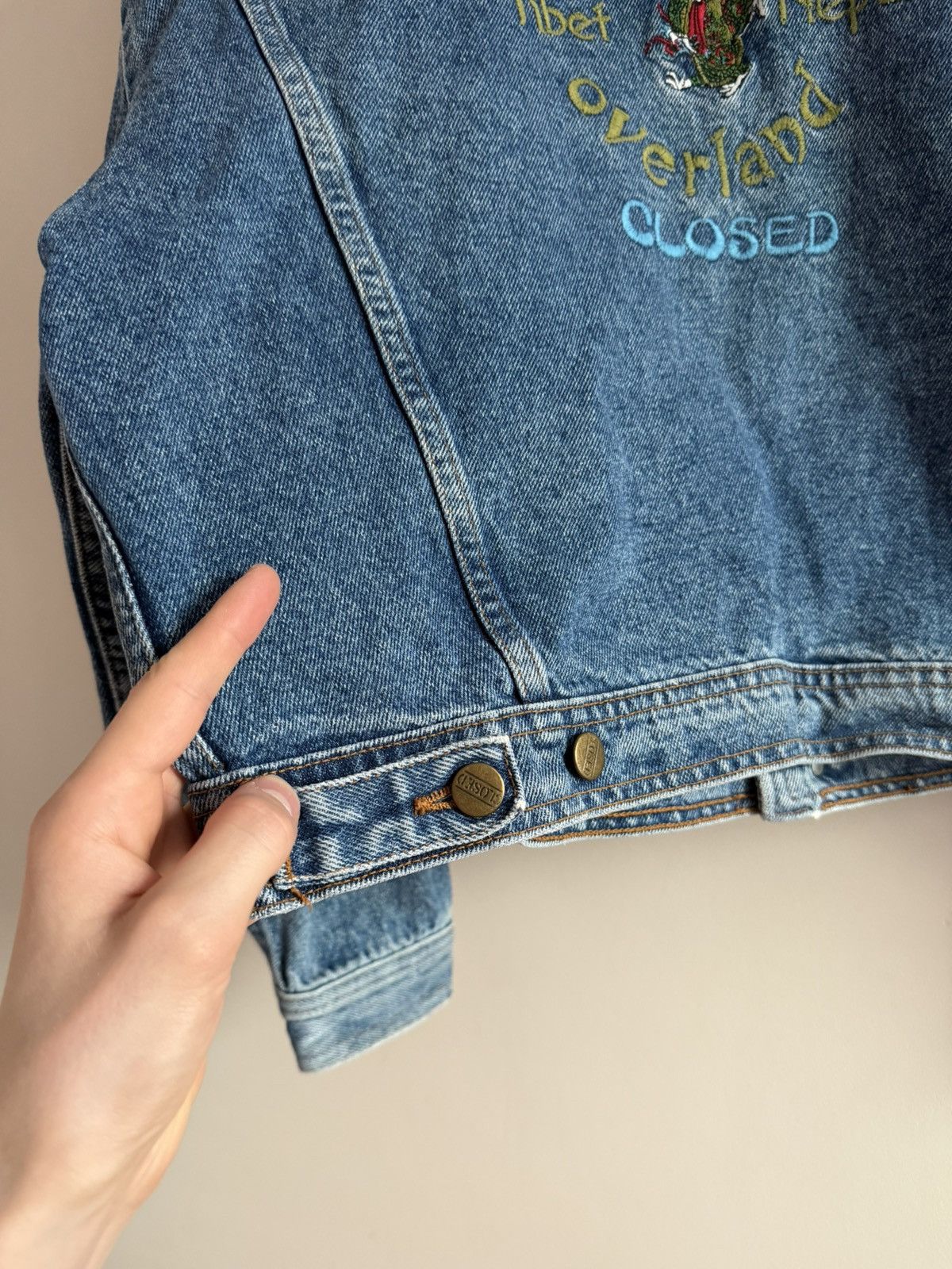 Marithe + Francois Girbaud Vintage Boxy Closed MFG Tibet Nepal Overland Denim Jacket Size XL / US 12-14 / IT 48-50 - 6 Thumbnail