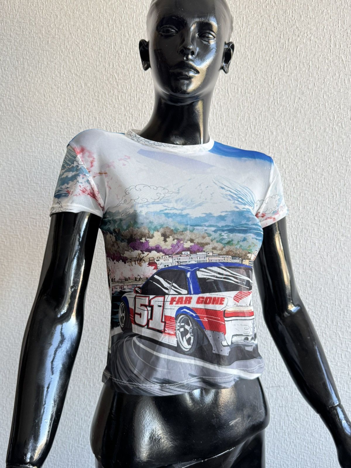Vintage Awesome wmns mesh Racing cars Far Gone blouse Size M / US 6-8 / IT 42-44 - 2 Thumbnail
