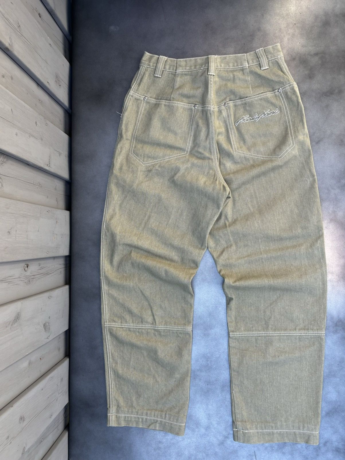 Karl Kani × Vintage 1990s Karl Kani Jeans Vintage Baggy Green Denim Tupac Rap 30 Size US 29 - 12 Thumbnail