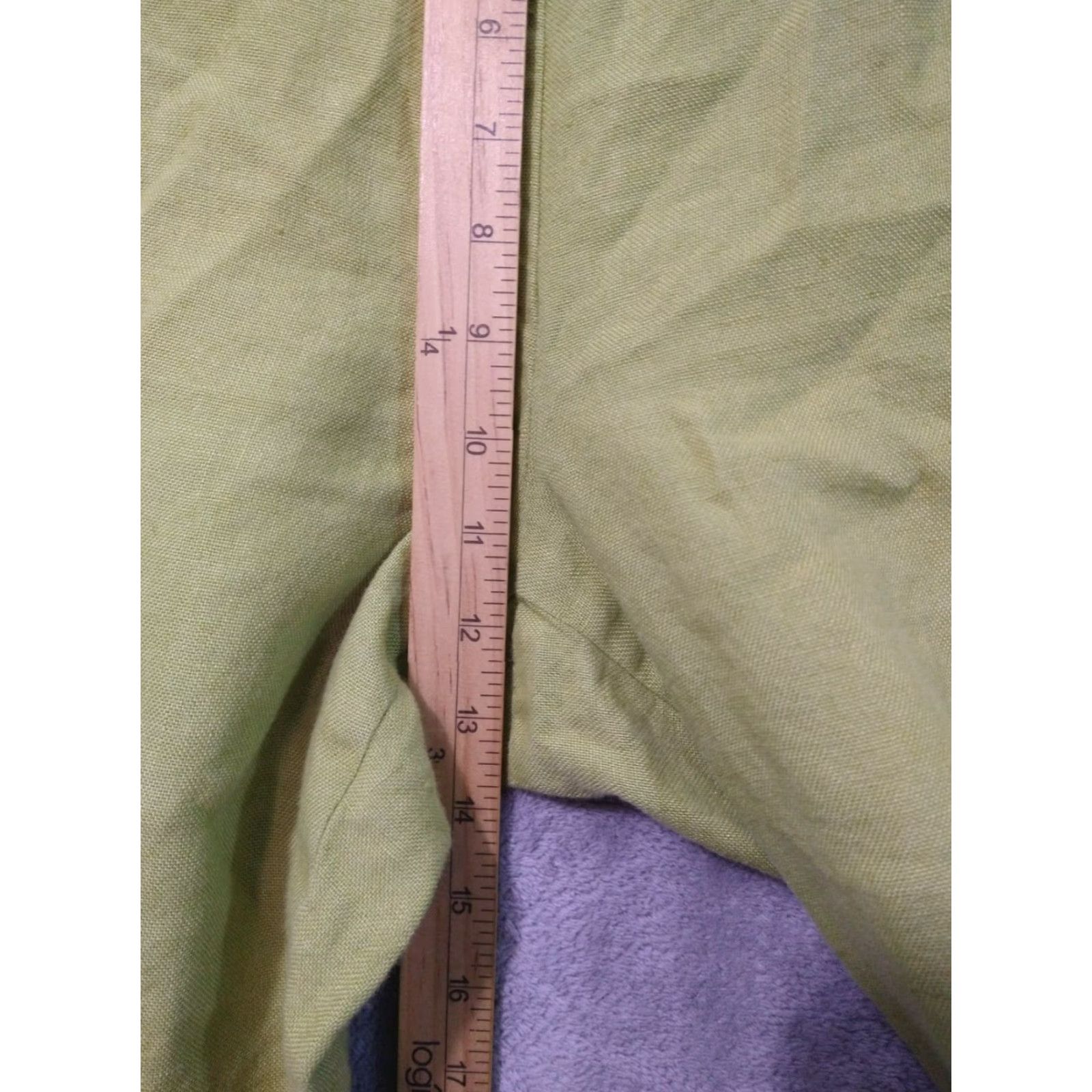 Talbots Talbots Pants Womens 14 Green Irish Linen Straight Leg High Rise Trouser Pull On Size 36" / US 14 / IT 50 - 4 Thumbnail