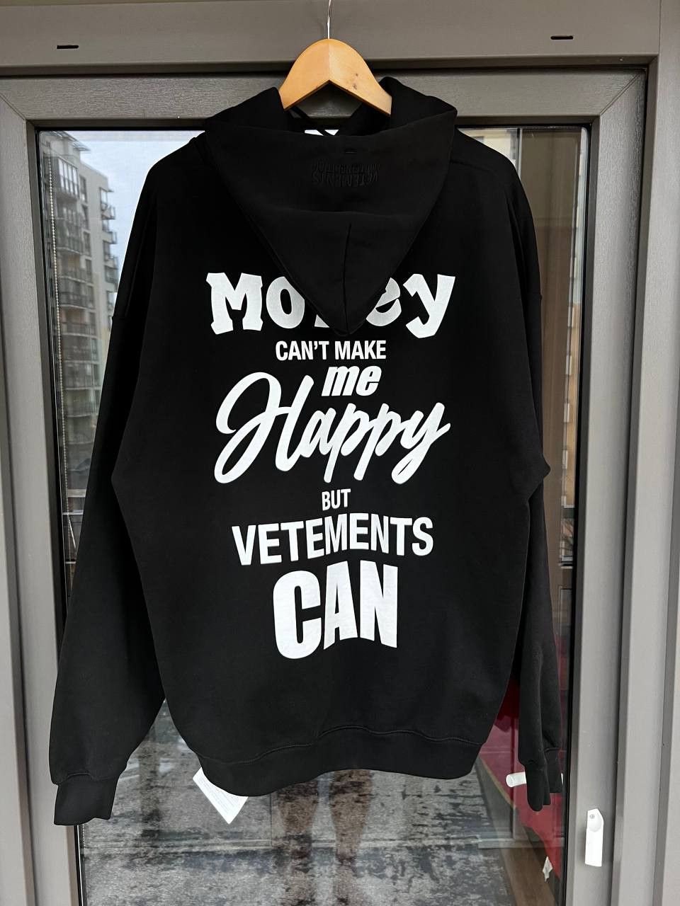 Image of Vetements Hoodie in Black/White, Men's (Size Small)