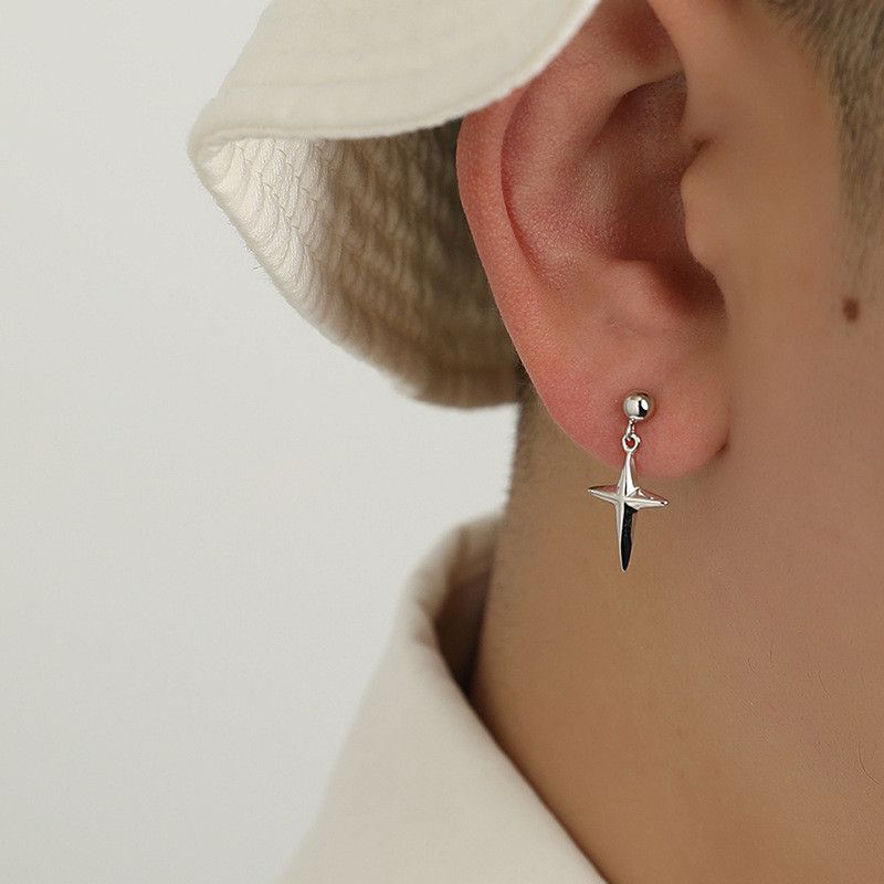 Jewelry × Sterling Silver Star 925 Silver Rare Earrings One Pairs Chrome Jewelry Size ONE SIZE - 2 Thumbnail