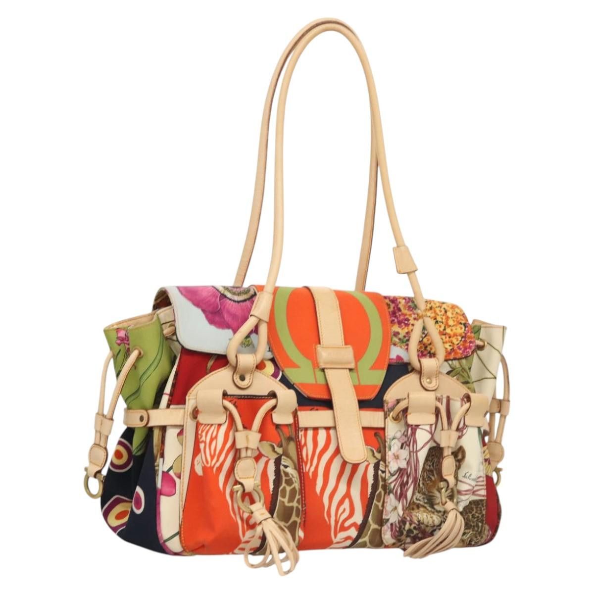 Salvatore Ferragamo Animal Pattern Shoulder Bag Canvas Multicolor Auth Sw399, Women's
