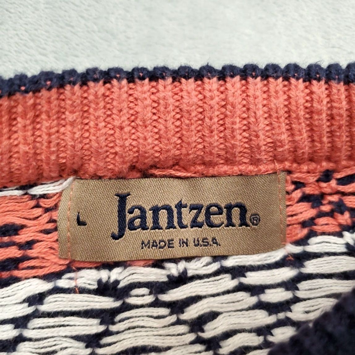 Jantzen VINTAGE Jantzen Sweater Mens L Blue Geometric Knit Grandpa Y2K 90s Made in USA Size US L / EU 52-54 / 3 - 4 Thumbnail