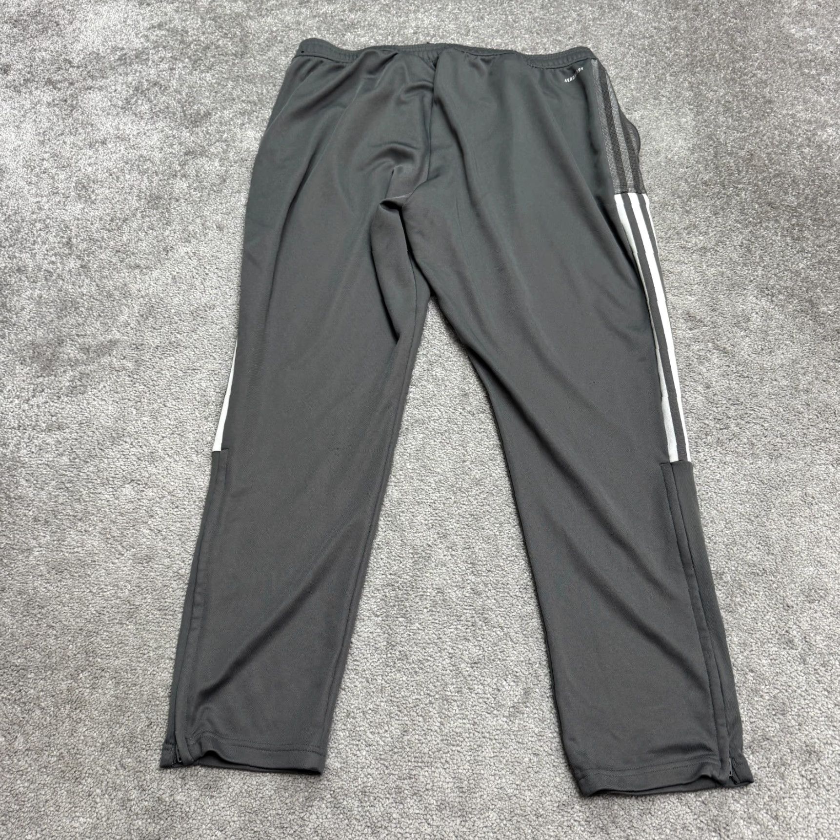 Adidas Adidas Aeroready Primegreen Track Pants Mens 2XL Gray White 3-Striped Activewear Size US 39 - 2 Thumbnail