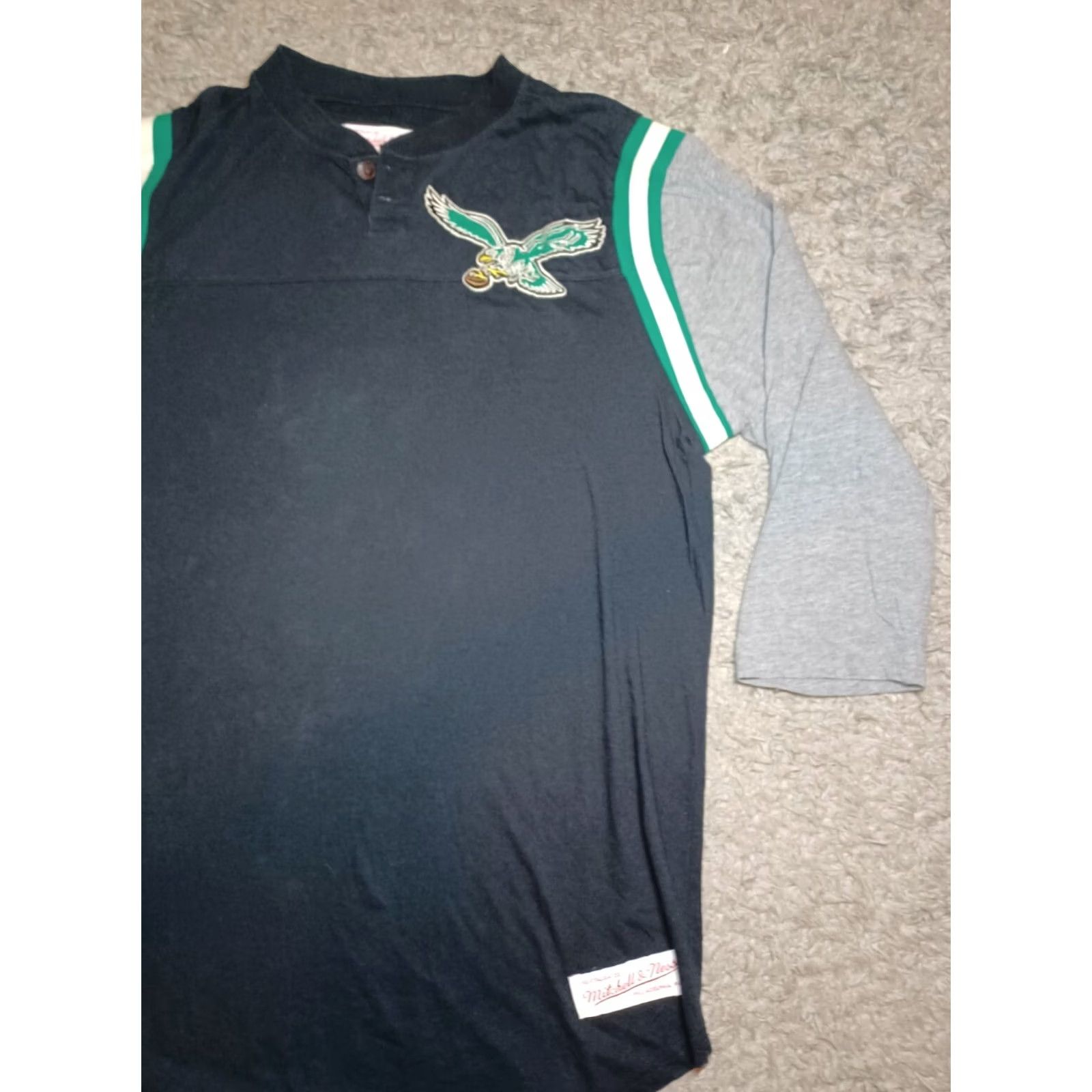 Mitchell & Ness Mitchell & Ness Shirt Mens S Black Throwback Eagles Adult Sleeve Henley Size US S / EU 44-46 / 1 - 3 Thumbnail