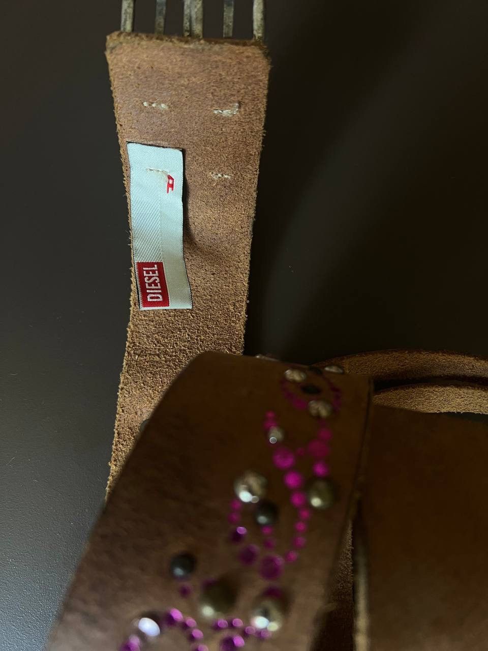 Diesel × Vintage Vintage Diesel western double cowboy rhinestone leather belt Size ONE SIZE - 8 Thumbnail