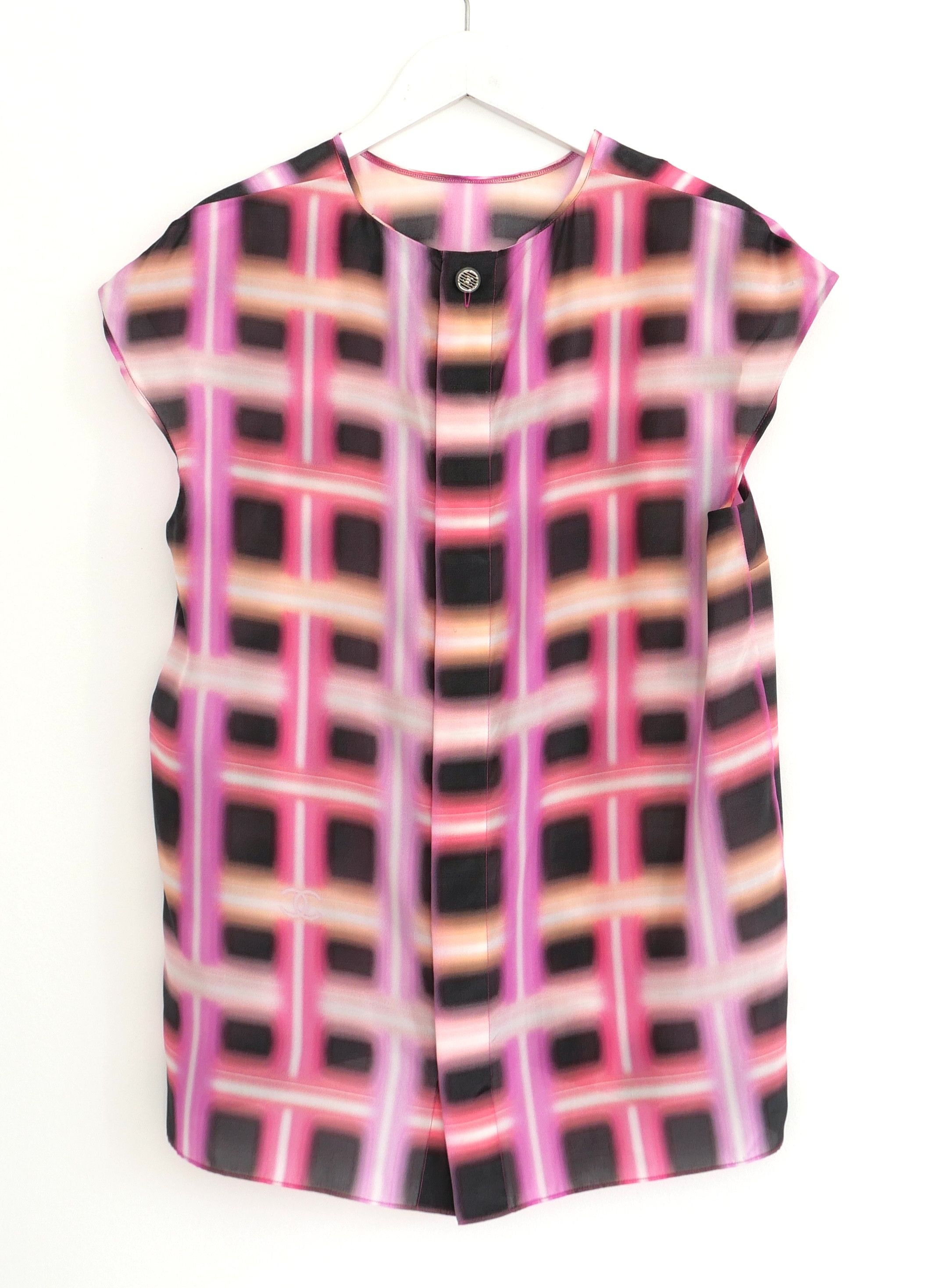 Chanel Chanel Spring 2017 Neon Print Silk Top Size S / US 4 / IT 40 - 3 Thumbnail