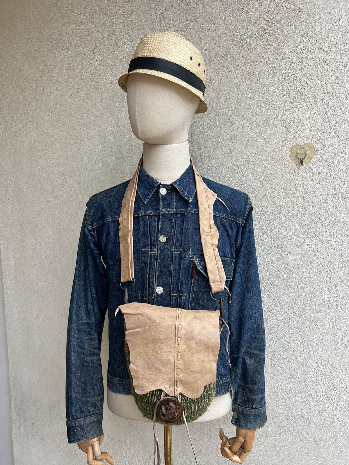 Leather Vintage Gohemp Gowest Japan Distress Patina Leather Wool Bag Size ONE SIZE - 1 Thumbnail