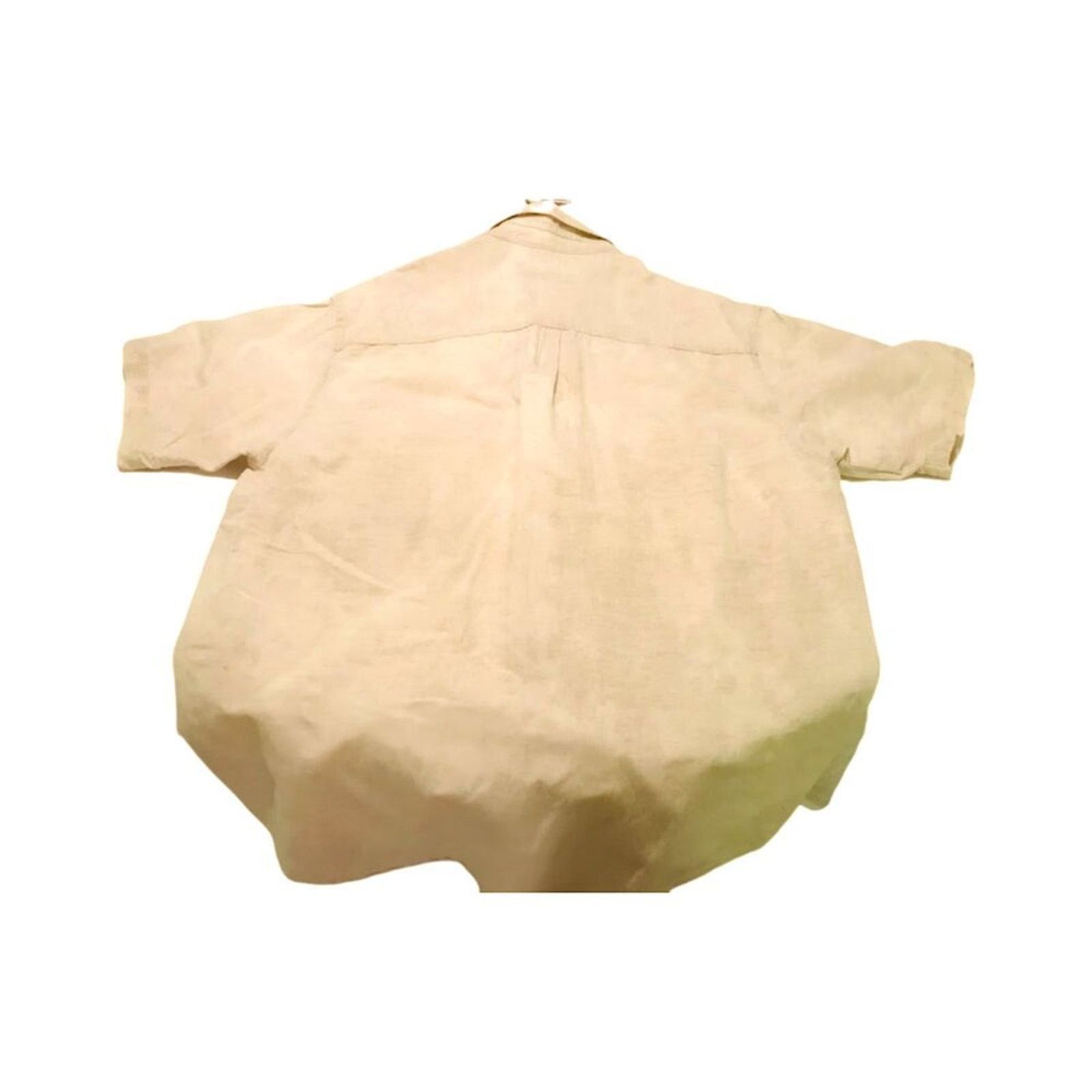 Trader Bay Vintage Trader Bay Men`s Shirt Beige Linen Cotton Short L Size US L / EU 52-54 / 3 - 2 Thumbnail