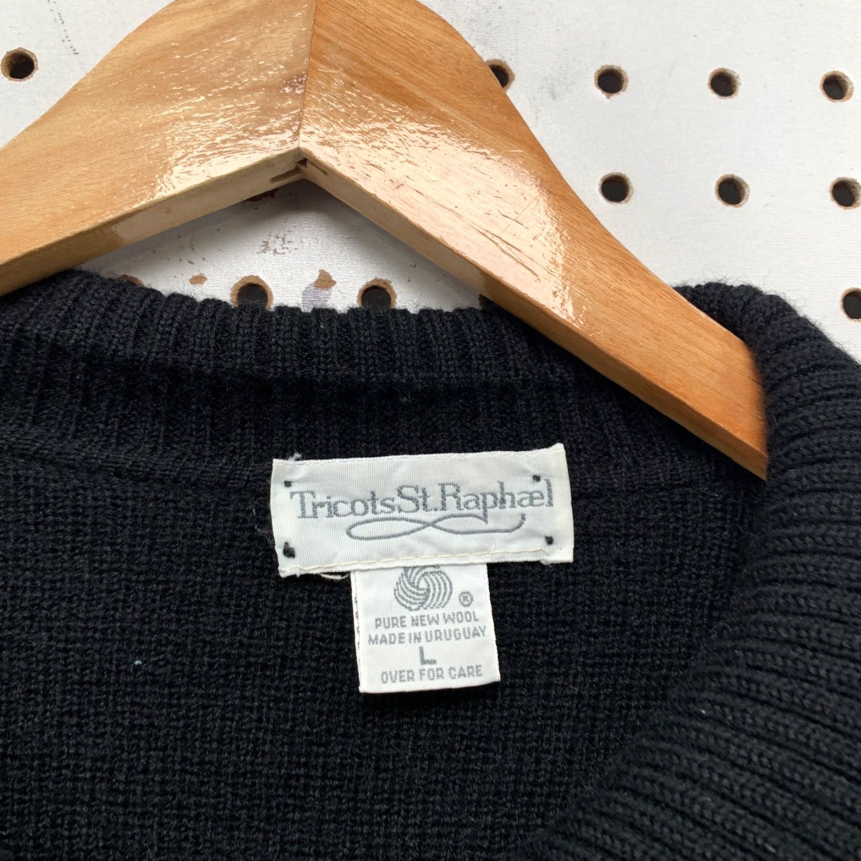 Vintage Vintage Tricots St Raphael Wool Sweater Mens Large Black Collared Leather Elbow Size US L / EU 52-54 / 3 - 5 Thumbnail