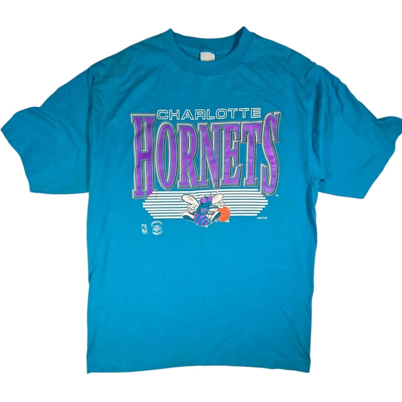 NBA × Vintage Vintage 90s Charlotte Hornets NBA Single Stitch Shirt XL USA Size US XL / EU 56 / 4 - 1 Thumbnail
