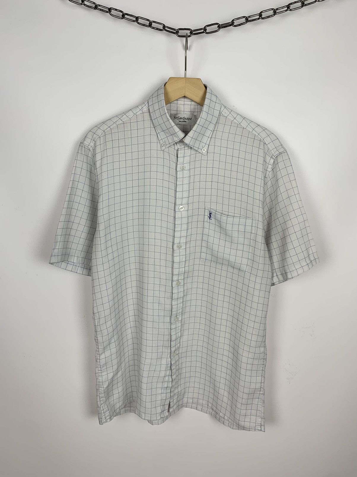 Yves Saint Laurent Vintage Yves Saint Laurent Plaid Shirt Short Sleeve 90’s Size US M / EU 48-50 / 2 - 1 Thumbnail