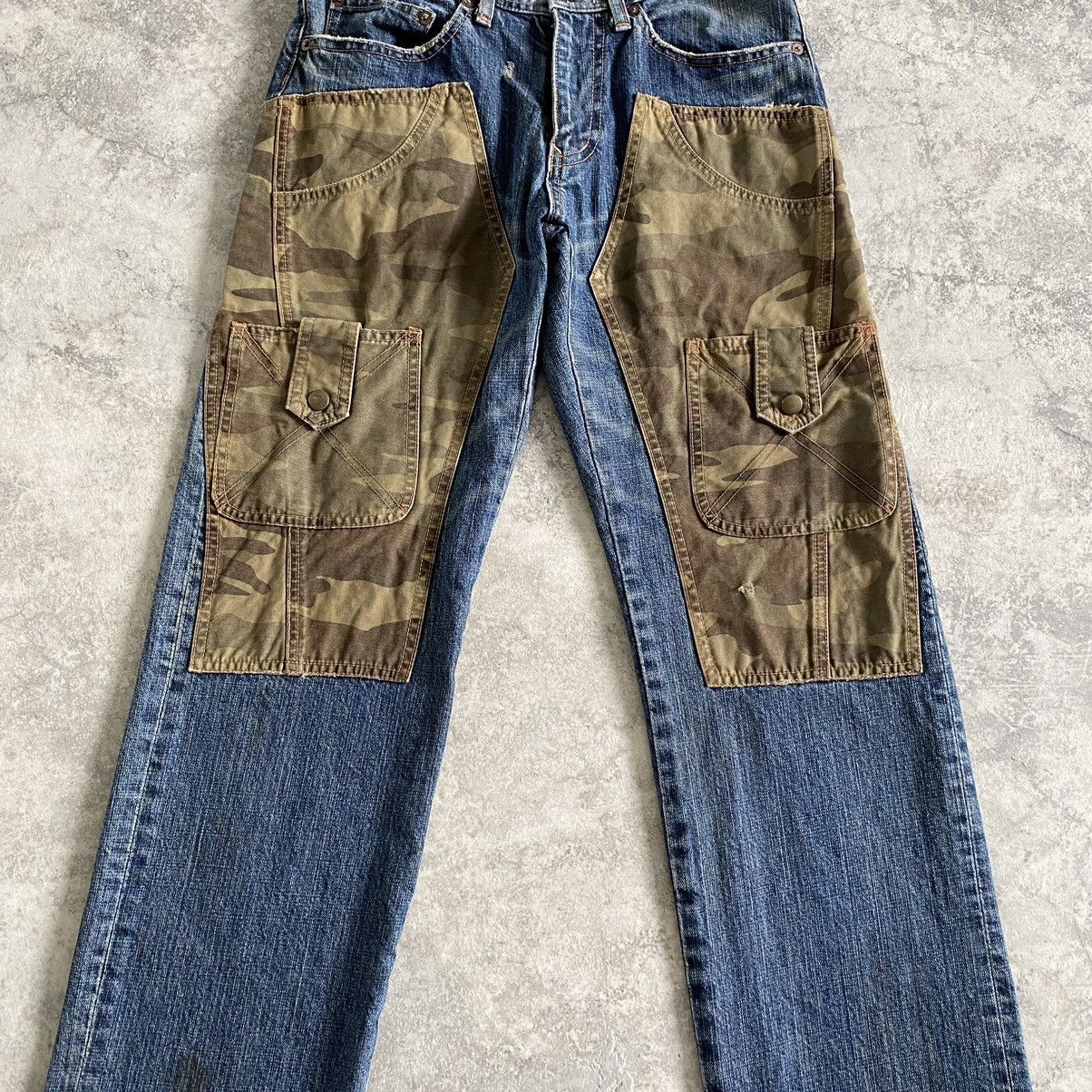 Kiminori Morishita 1990’s Tete Homme Hybrid Camo Double Knee Jeans Size US 29 - 3 Thumbnail