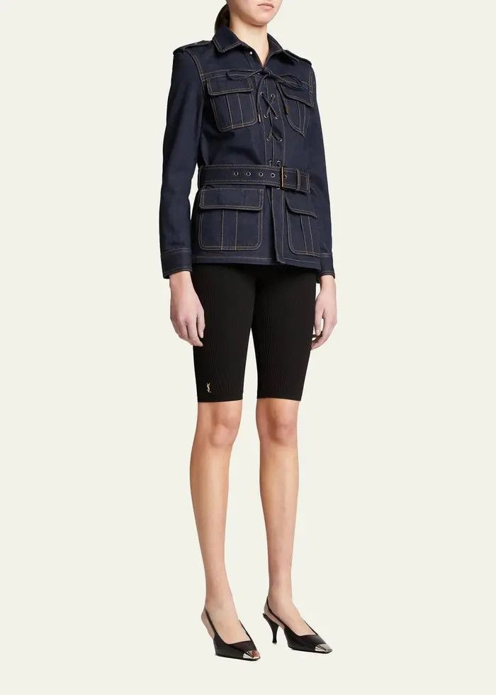 Saint Laurent Paris o1bcso1str1224 Saharienne Jacket in Deep Blue Size L / US 10 / IT 46 - 4 Thumbnail