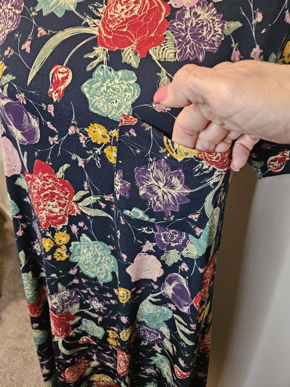 Designer Lularoe Floral Midi Dress for Women #194 Size S / US 4 / IT 40 - 3 Thumbnail