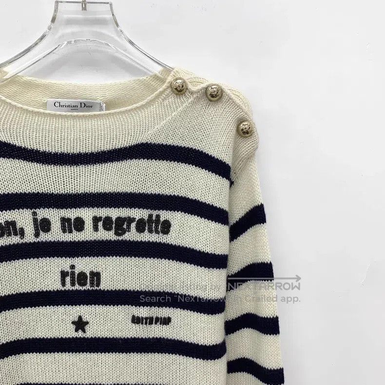 Dior Dior Colour-blocked striped letter cashmere round-neck lon Size S / US 4 / IT 40 - 3 Thumbnail