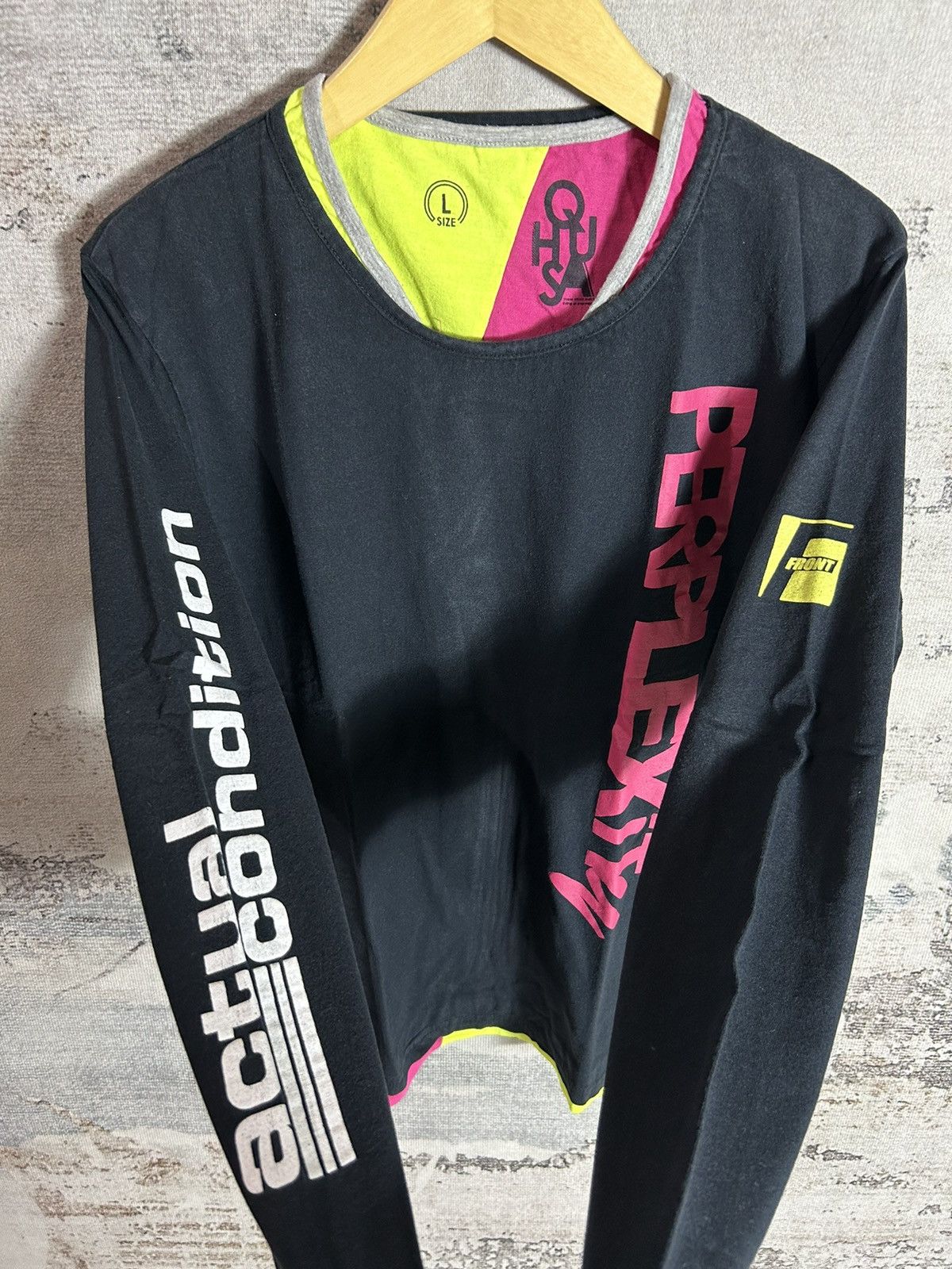 20471120 Japanese Double Layer Poem Rock longsleeve y2k Size US L / EU 52-54 / 3 - 3 Thumbnail