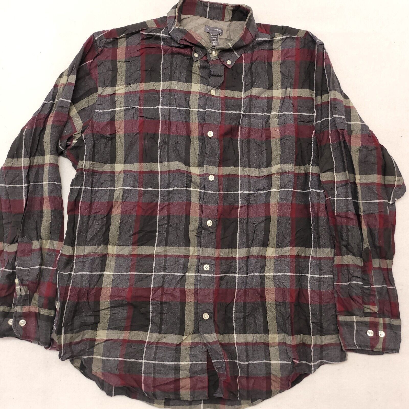 Van Heusen Van Heusen Madras Flannel Button Up Shirt Mens Size XL Gray Size US XL / EU 56 / 4 - 2 Thumbnail
