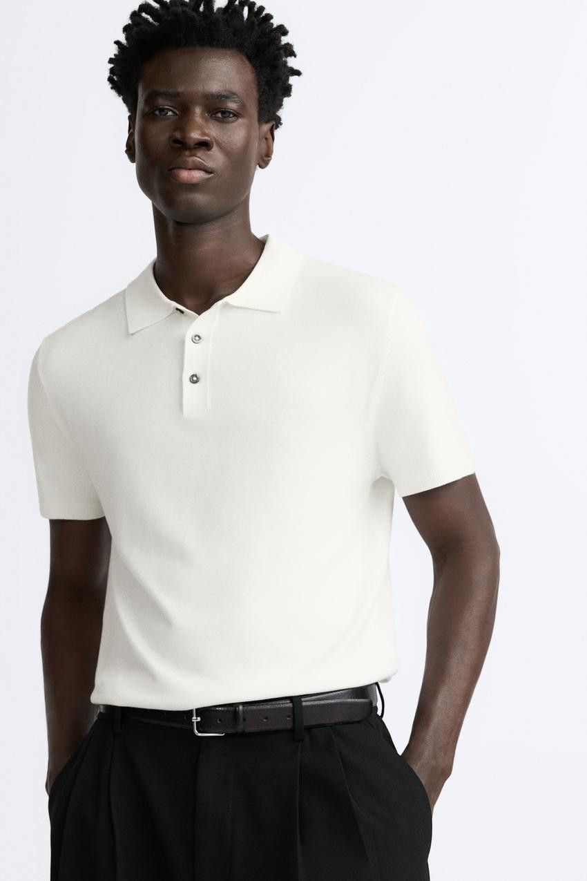 Zara VISCOSE BLEND KNIT POLO SHIRT Size US XL / EU 56 / 4 - 4 Thumbnail