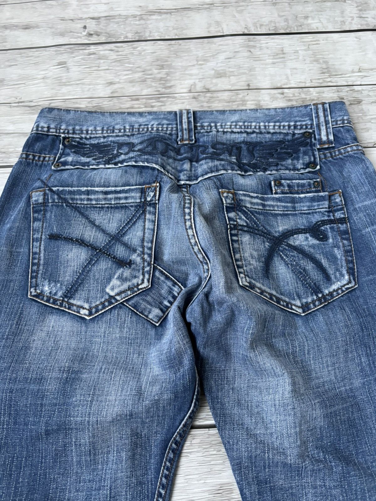 Hysteric Glamour × Japanese Brand Japanese Ed Hardy Style Distressed Big LogoWashed Jeans Size US 32 / EU 48 - 3 Thumbnail