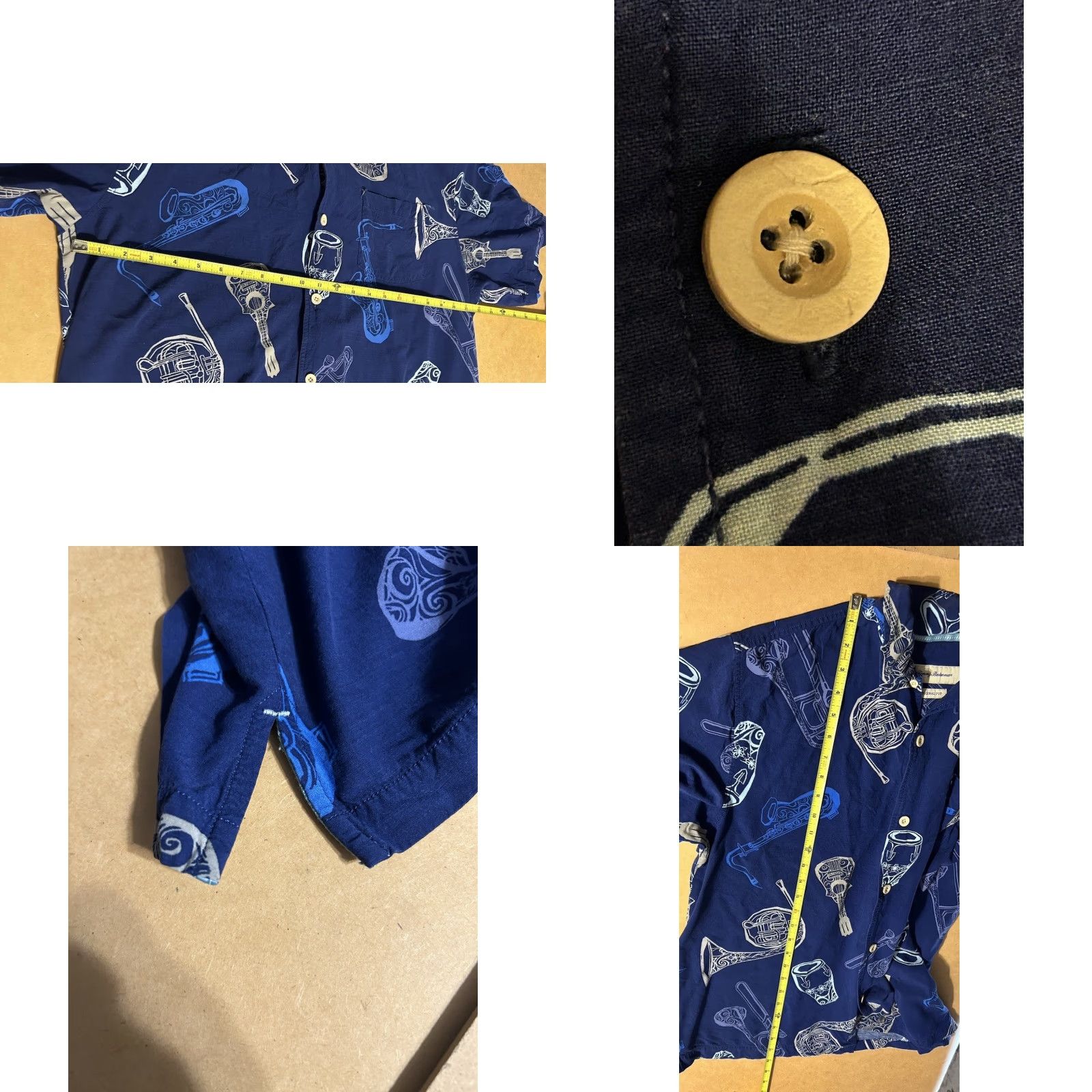 Tommy Bahama VINTAGE Tommy Bahama Hawaiian Button Up Music Instrumental Shirt Men Large Blue Rayon Shirt Size US L / EU 52-54 / 3 - 11 Thumbnail
