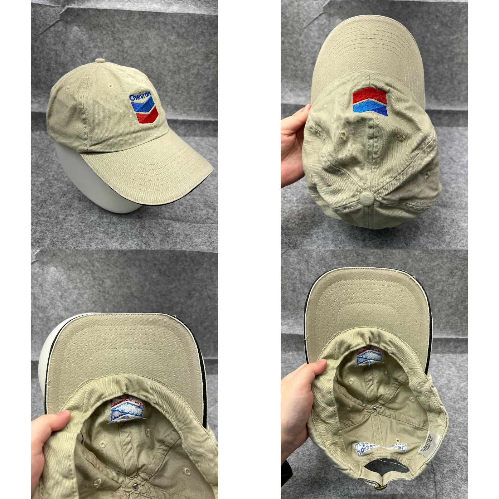Vintage Chevron Hat Cap Baseball Adult One Size Beige Cotton Twill Adjustable Logo Petroleum Gas Oil Casual Workwear Mens Size ONE SIZE - 8 Thumbnail