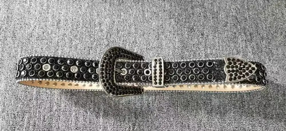 Japanese Brand Black Rhinestone Vintage Belt Size ONE SIZE - 4 Thumbnail