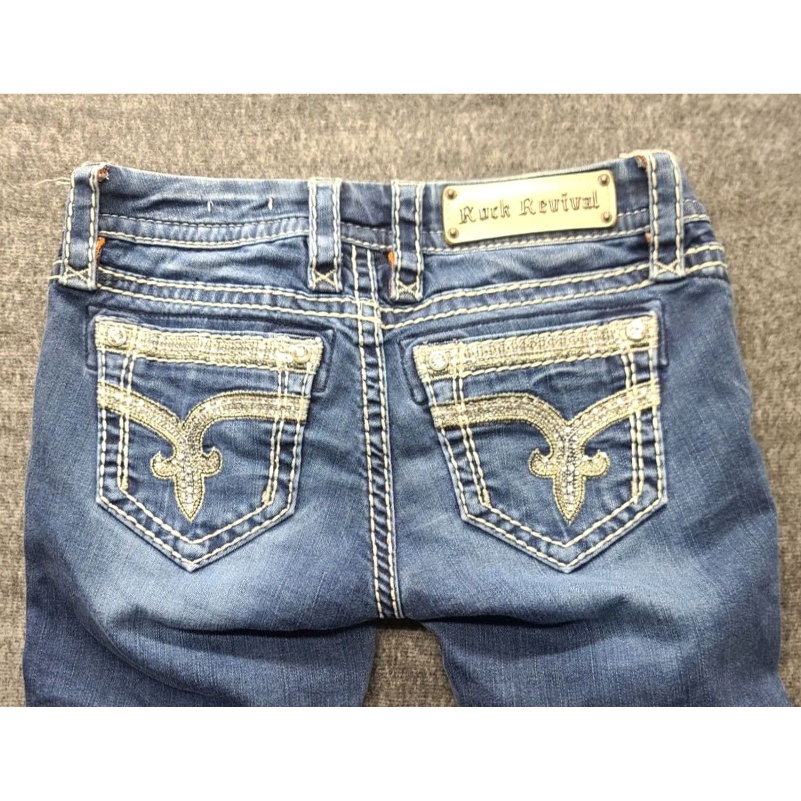 Vintage Rock Revival Jeans Womens 25x30 Sherry Skinny Fit Low Rise Distressed Stretch Denim Blue 5-Pocket Womens Rock Revival 90s Western Cowboy Y2K Shirt? Size 42" / US 20 - 2 Thumbnail