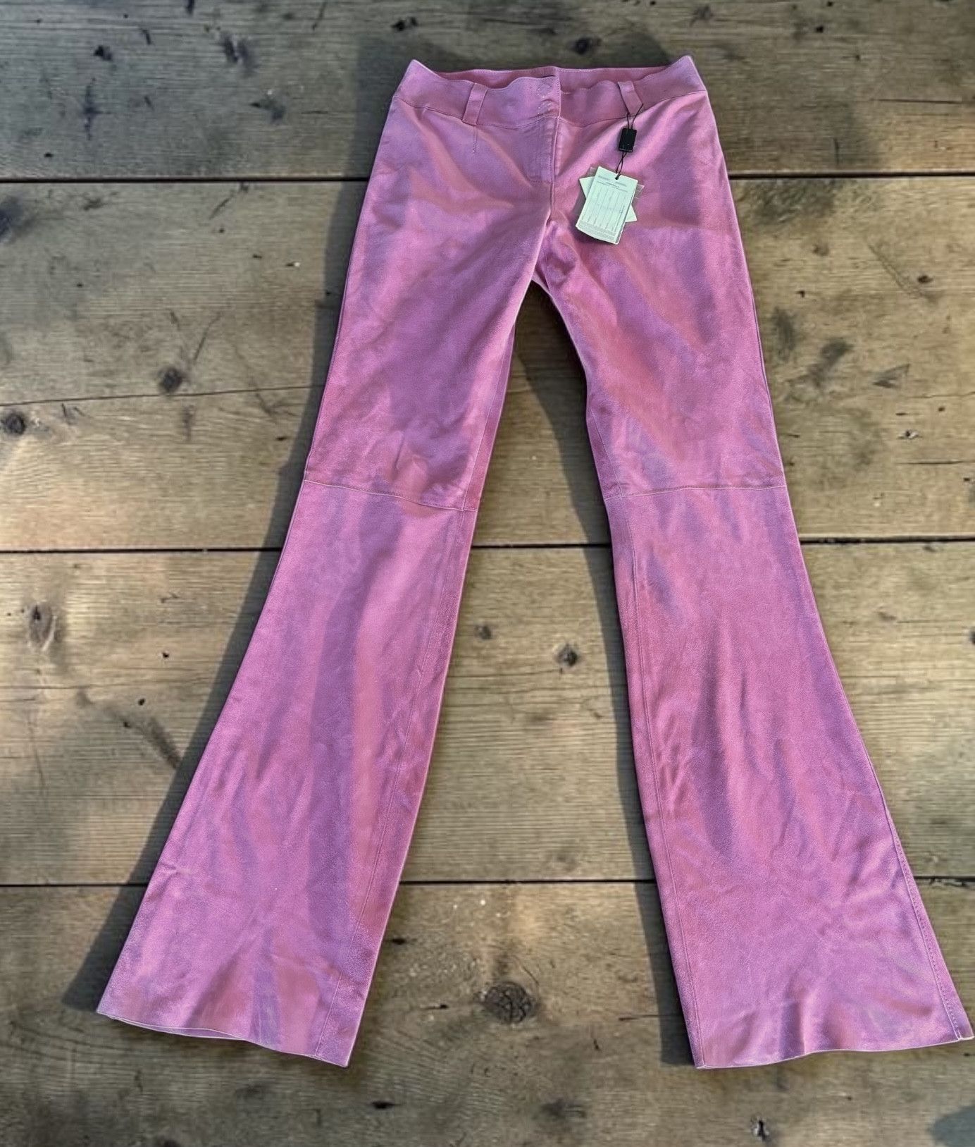 Dolce & Gabbana D&G Dolce & Gabbana Pink Suede Leather Flare Pants Size 27" / US 4 / IT 40 - 4 Thumbnail